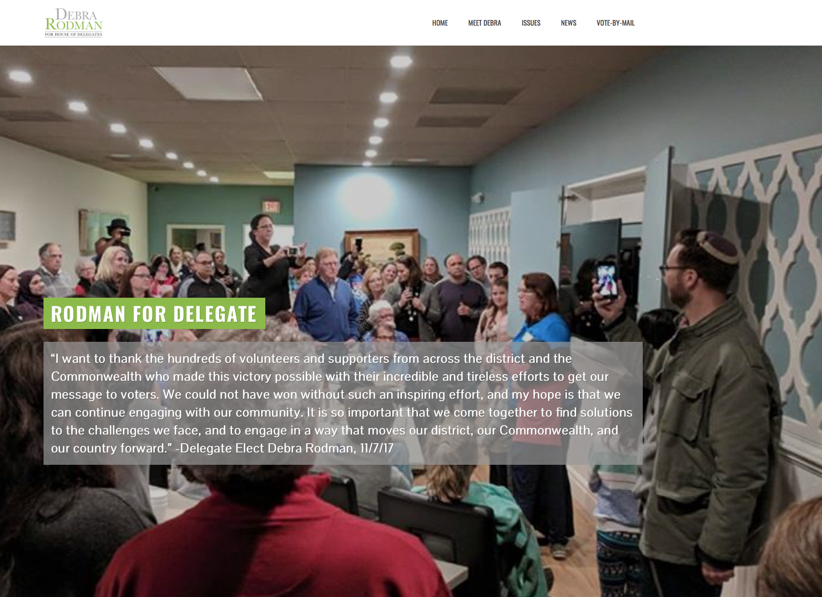 A website the Candidate Support Team designed for Debra Rodman in 2017