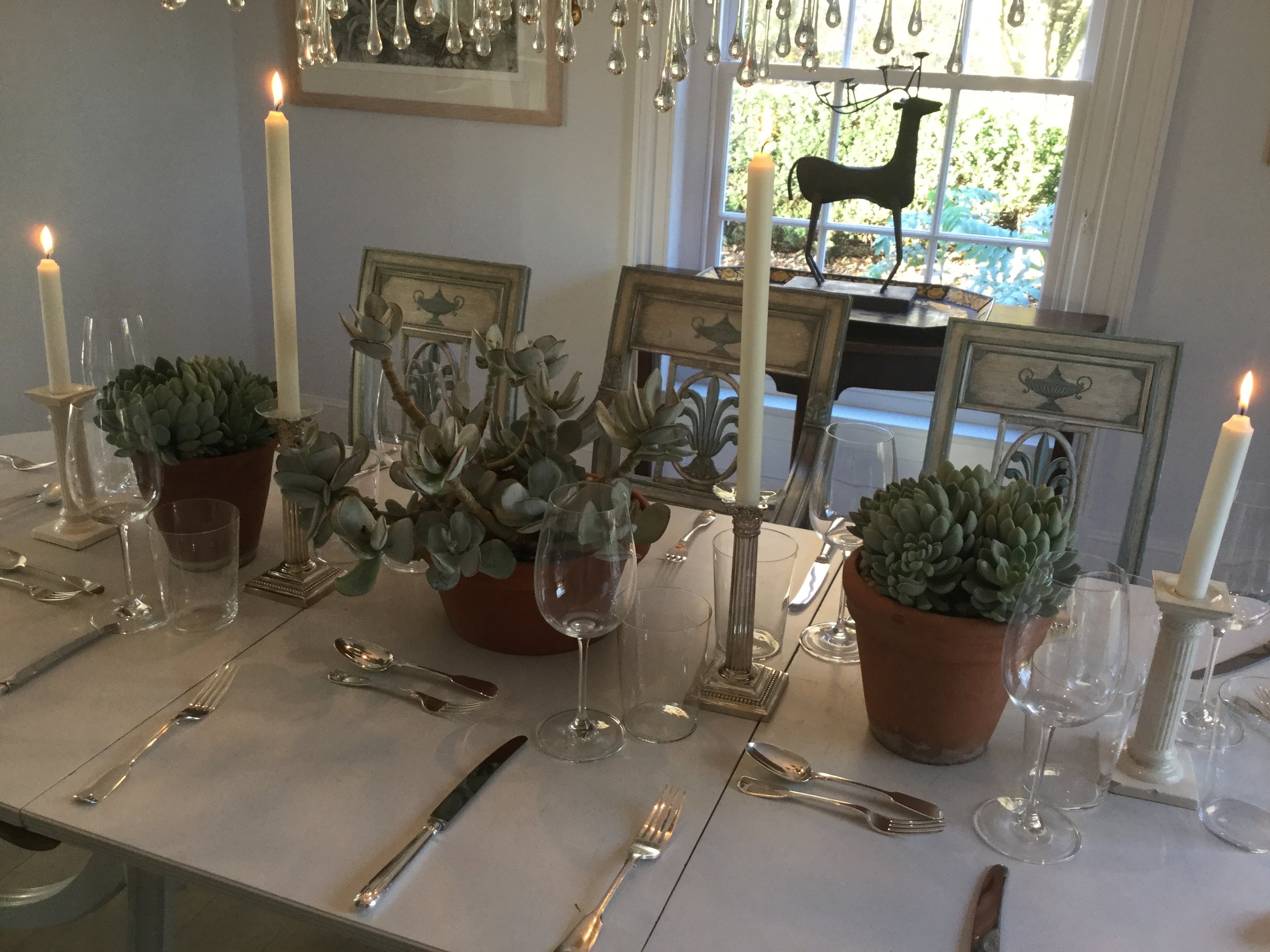 succulent table arrangements, east bergholt