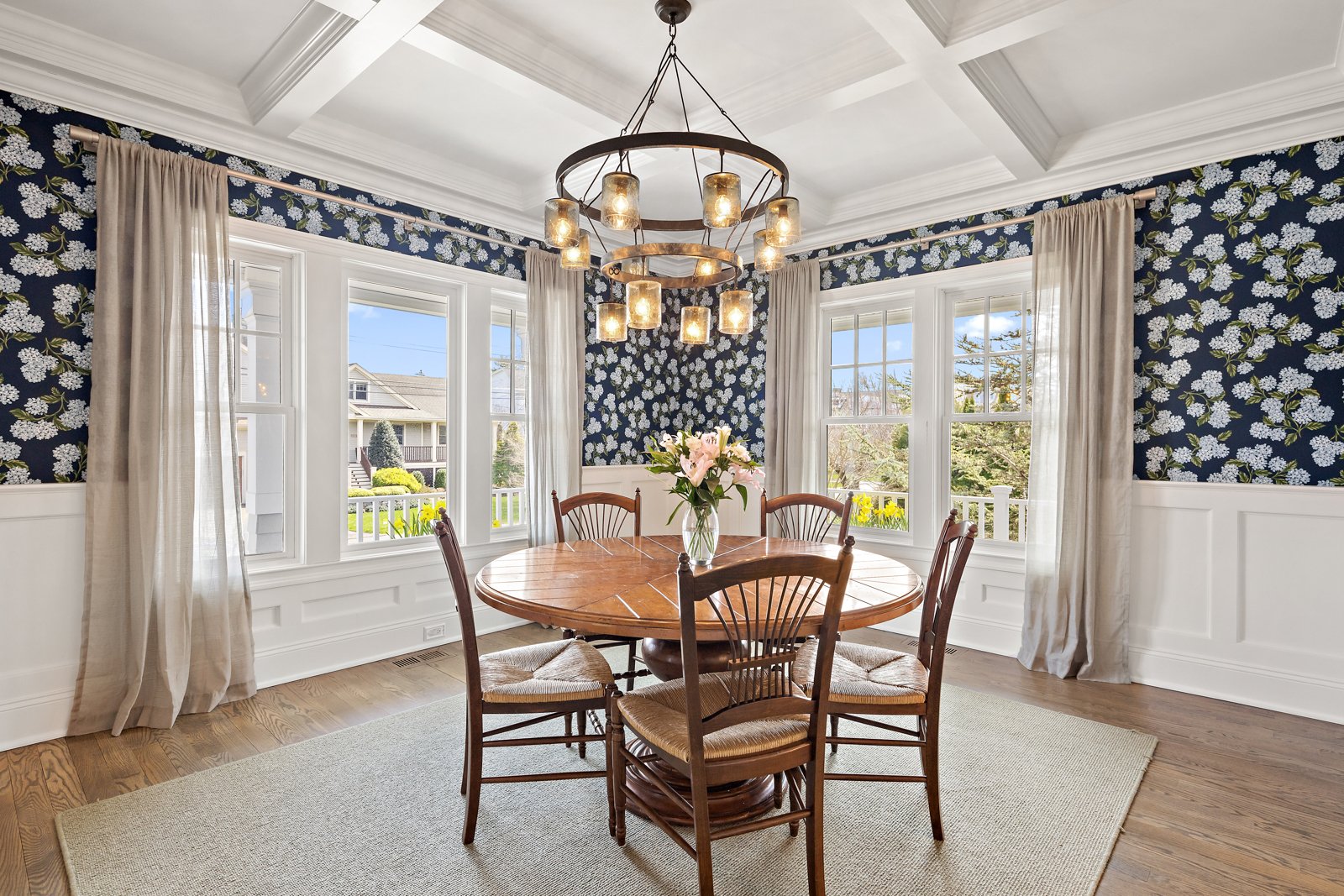 Dining room with coffered ceiling at 126 Carlynn Drive Fairfield CT-16.jpg