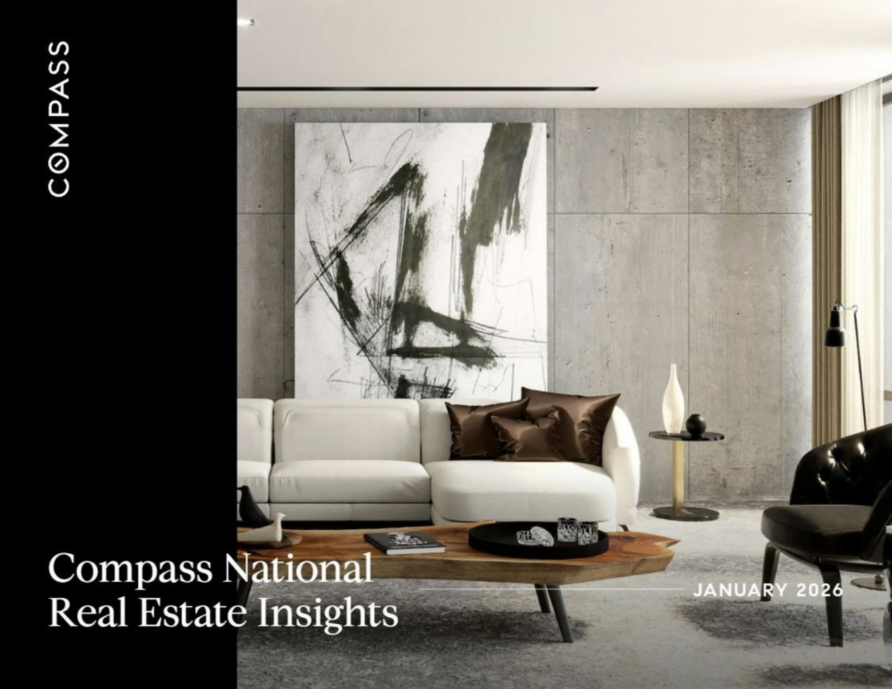Compass Real Estate Insights with image of a modern living room