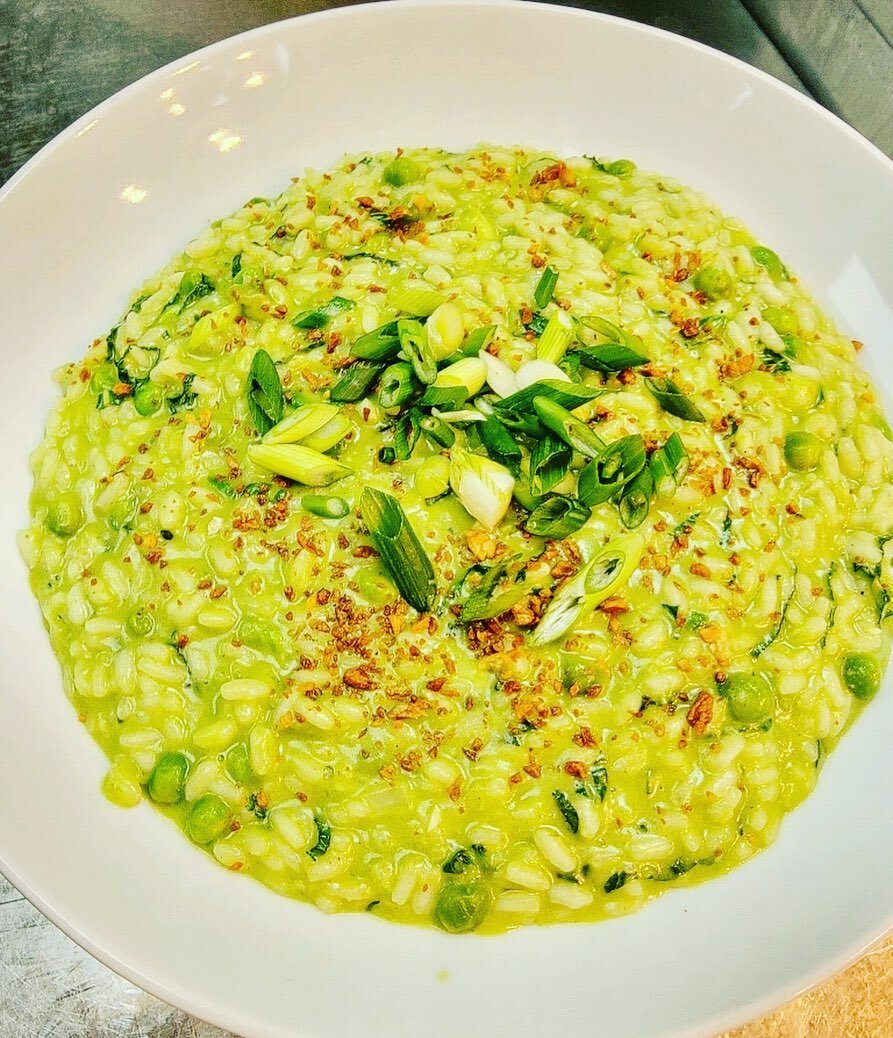 Spring pea risotto, pecorino &amp; mint.