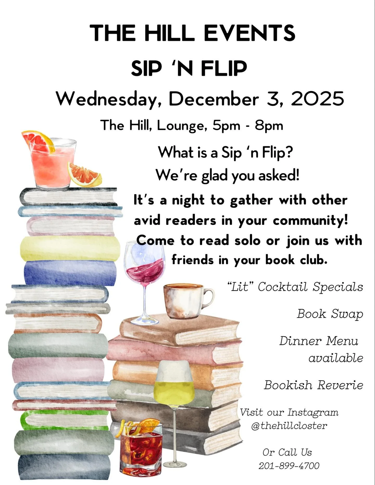Today&rsquo;s the day! Bring a friend or two and a book or three! We&rsquo;ll see you soon. 
#thehillevents #thehillsipnflip #freelittlelibrary #clostercommunity