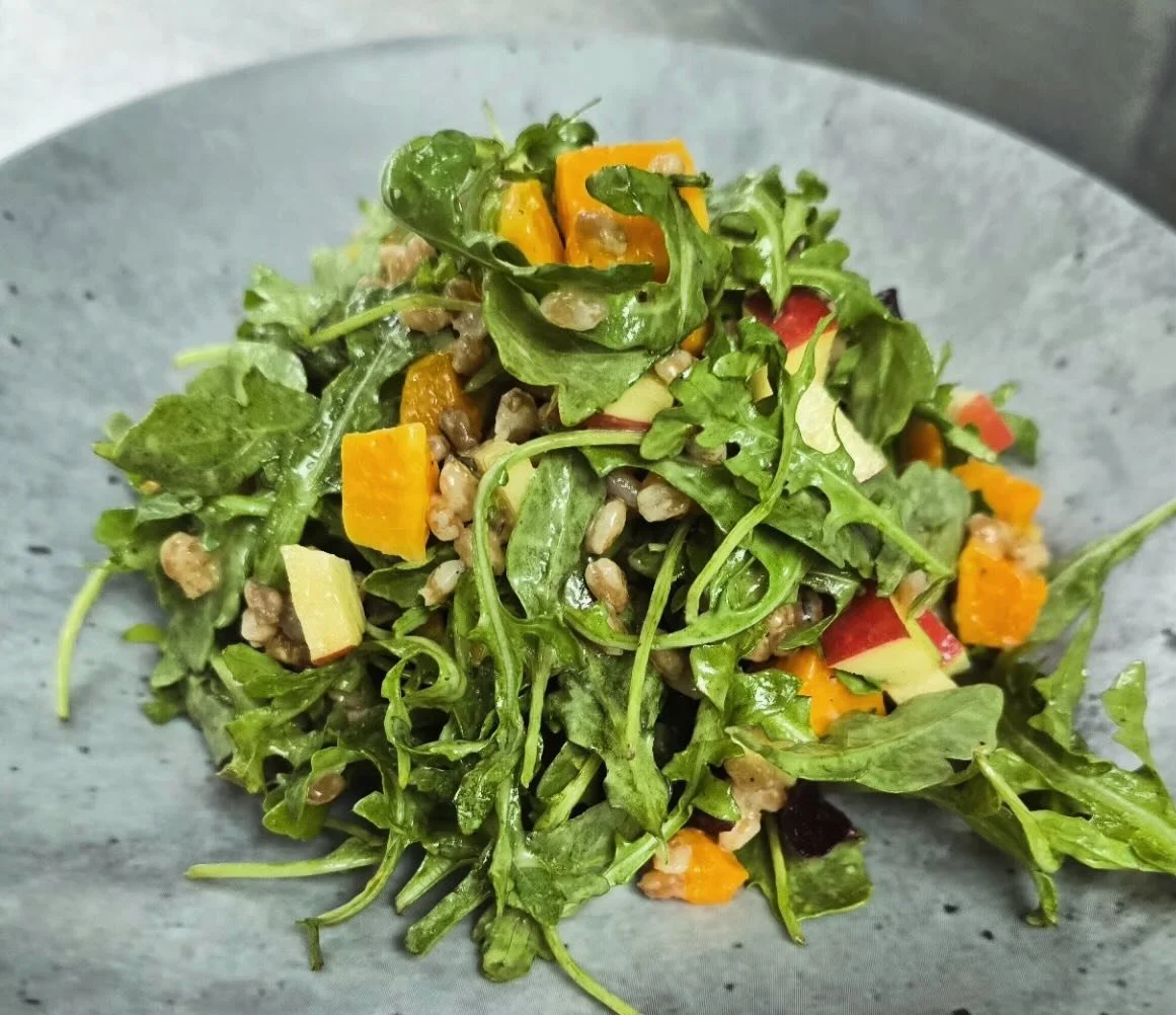 Have you tried our Roasted Butternut Squash and Farro salad? Wild Arugula, thinly sliced Red Onion, sweet Apples, Walnuts, dried Cranberries and an Apple Cider Vinaigrette. It&rsquo;s the perfect salad! Come in and try it for yourself! See you soon!