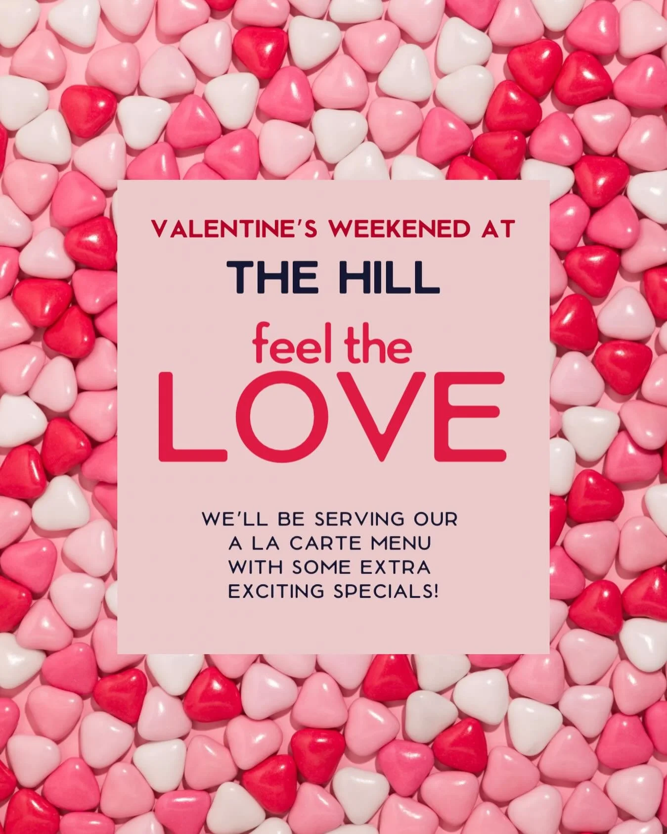 We have a whole weekend to celebrate Valentine&rsquo;s Day💘 Friday and Saturday night we keeping it love drunk and sappy(in the best way, of course)! We&rsquo;re offering our A La Carte menu with some extra special, Specials to celebrate the romance
