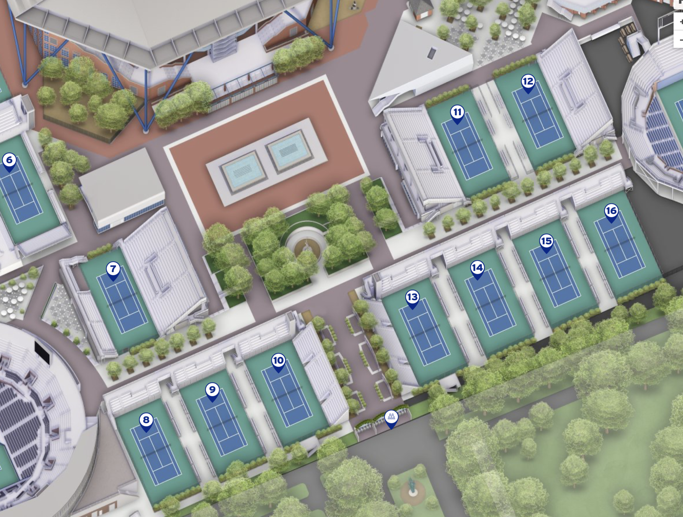  Here’s a close up view of the US Open map! Visitors can click on each court’s numbers for more information, or to figure out where they need to go. 