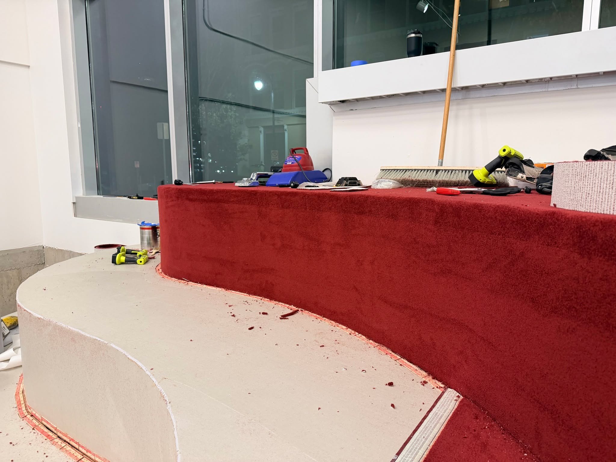 There&rsquo;s a process to work like this &mdash; custom cuts, curved finishes, and careful shaping at every step. It&rsquo;s skilled craftsmanship from start to finish. 
Final result coming soon.

#PreferredFlooring #CommercialFlooring #Craftsmanshi