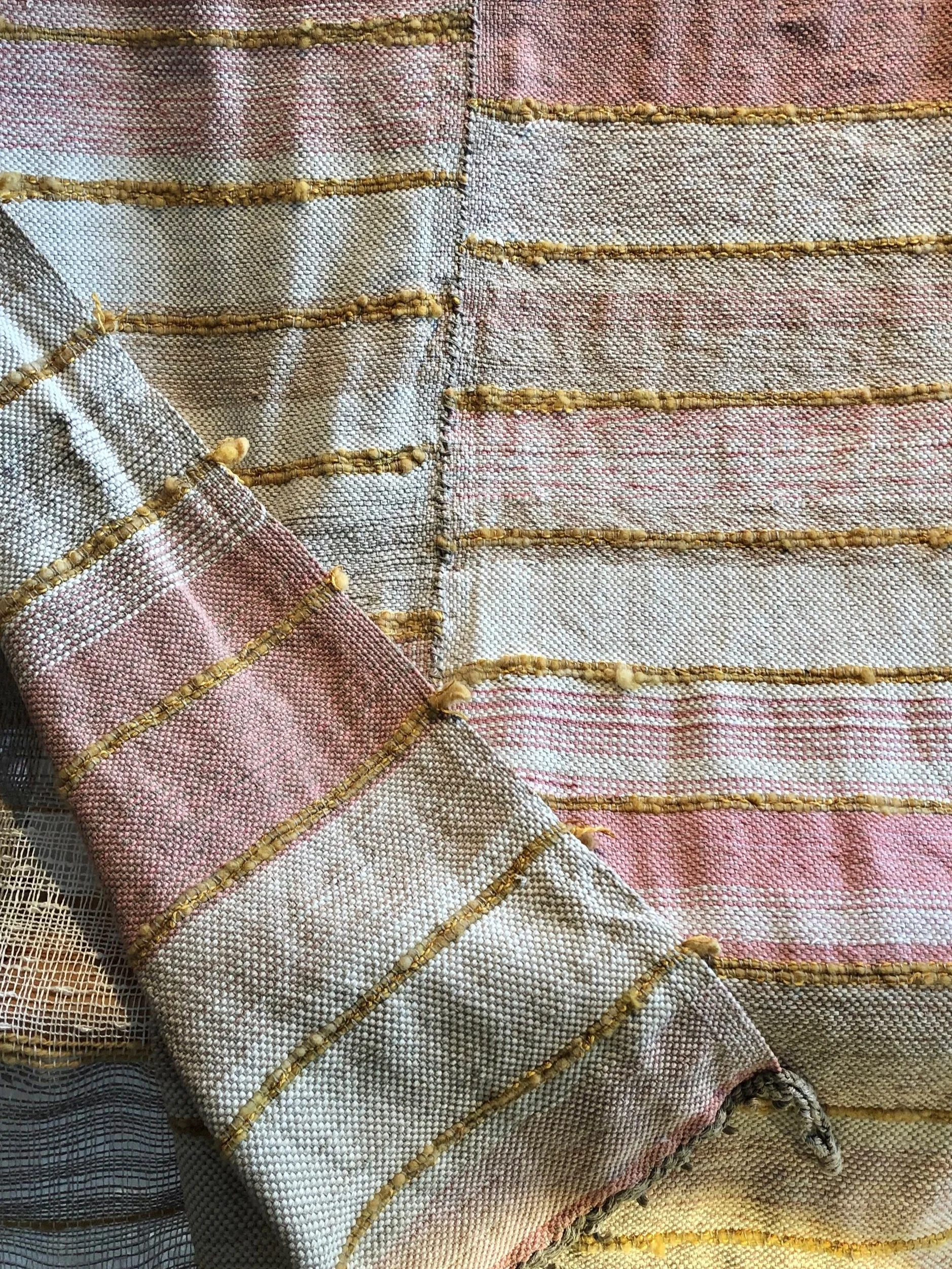 Ad Hoc “Blanket in Gold” designed and handwoven by CLOTH TONE using raw linen, organic cotton and plant-dyed wool, 2019
