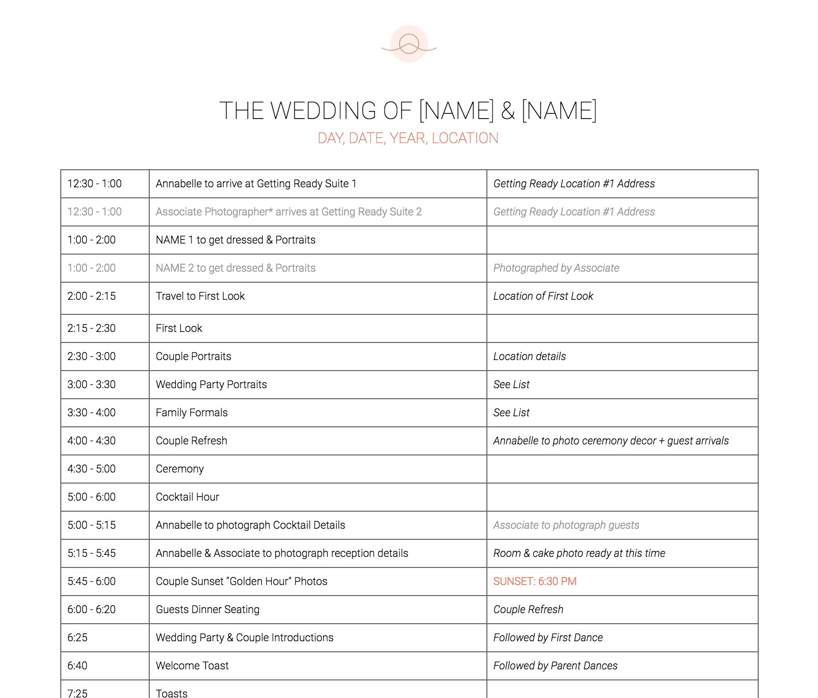 Wedding Day Photo Guide — Annabelle Agnew Photography