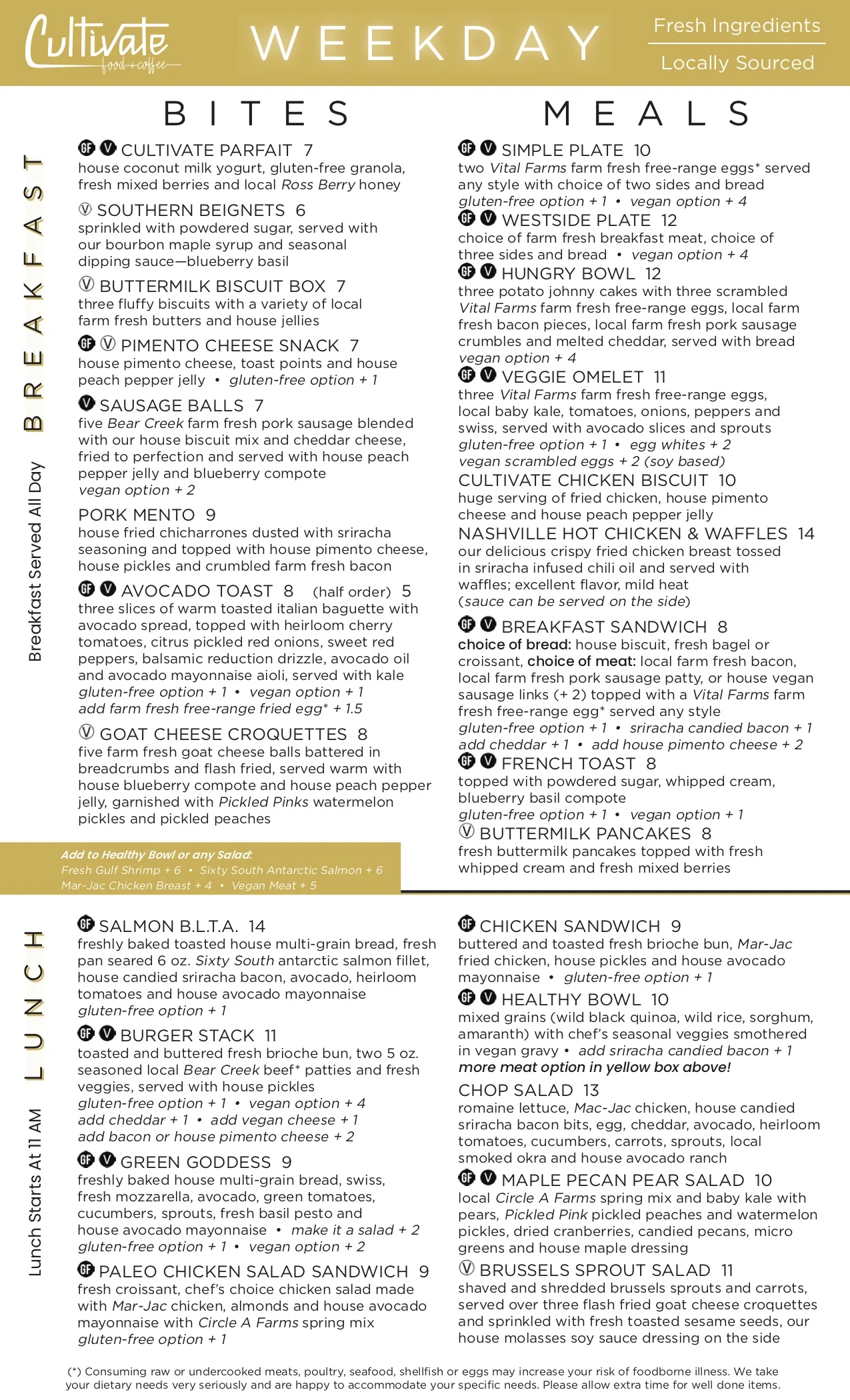 Weekday Lunch Menu