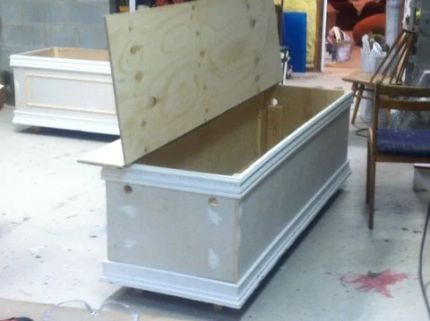 LARGE WOODEN CHESTS: Othello: Work In Progress : Plywood,molding, piano  hinges, dowels