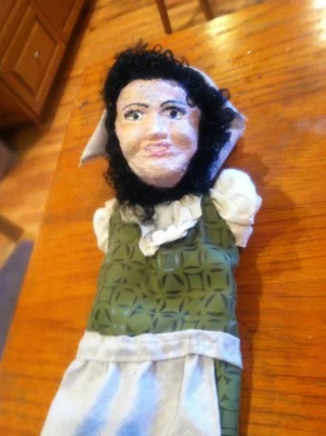 PORTRAIT HAND PUPPETS: Doctor in Spite of Himself: papier mache and cloth.