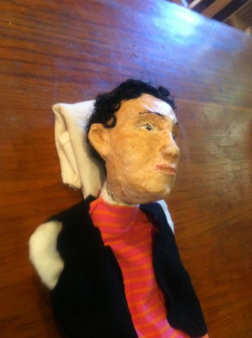 PORTRAIT HAND PUPPETS: Doctor in Spite of Himself: papier mache and cloth.