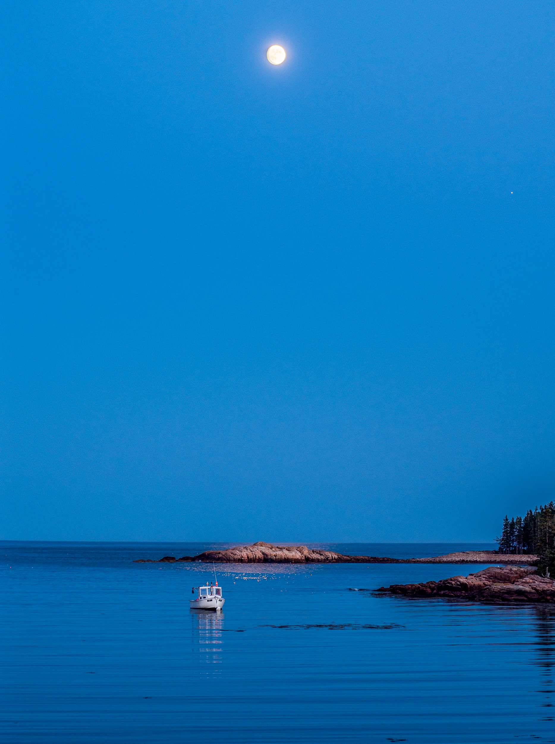 Moon over Lobster Boat