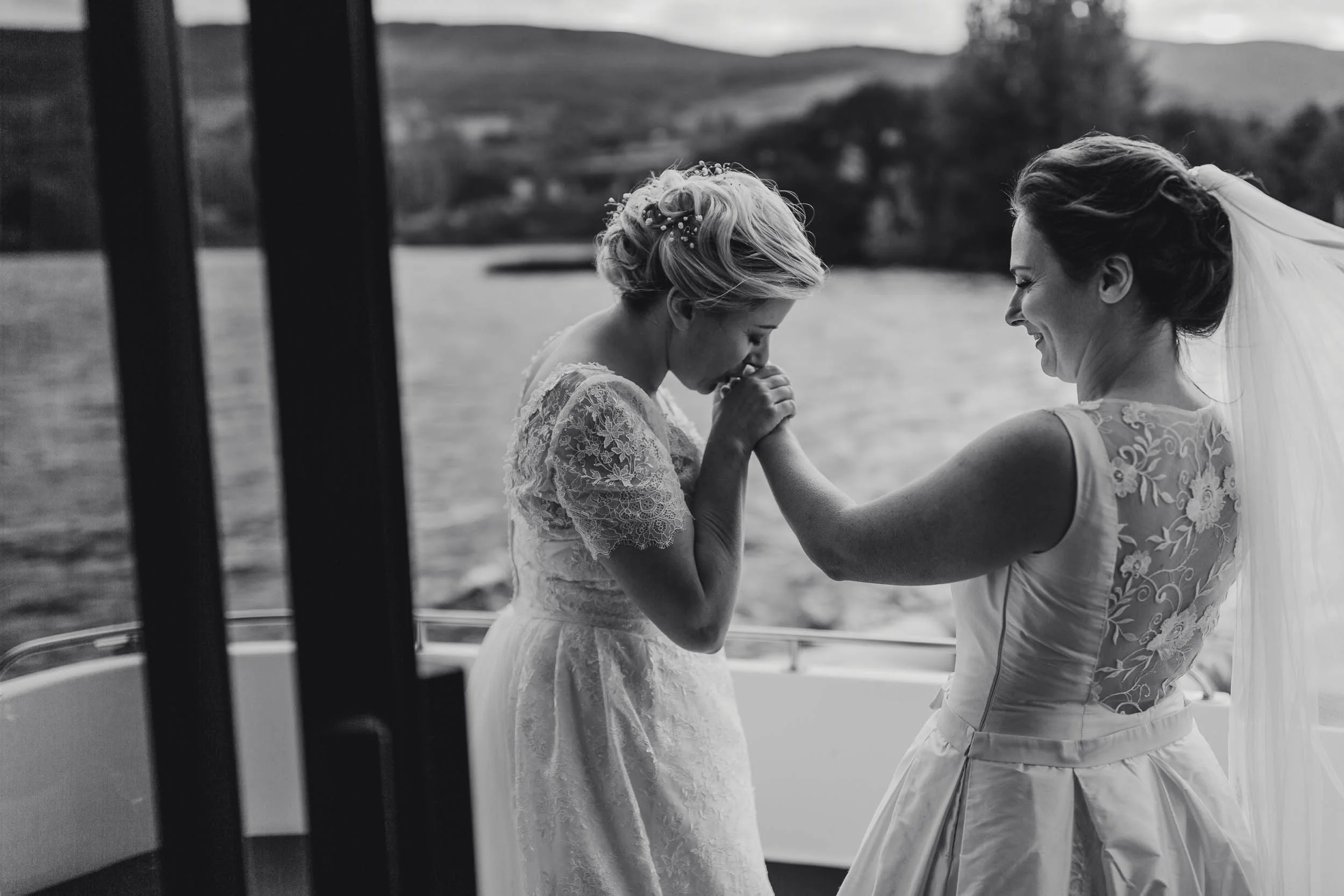 two brides on the boat on derg lough