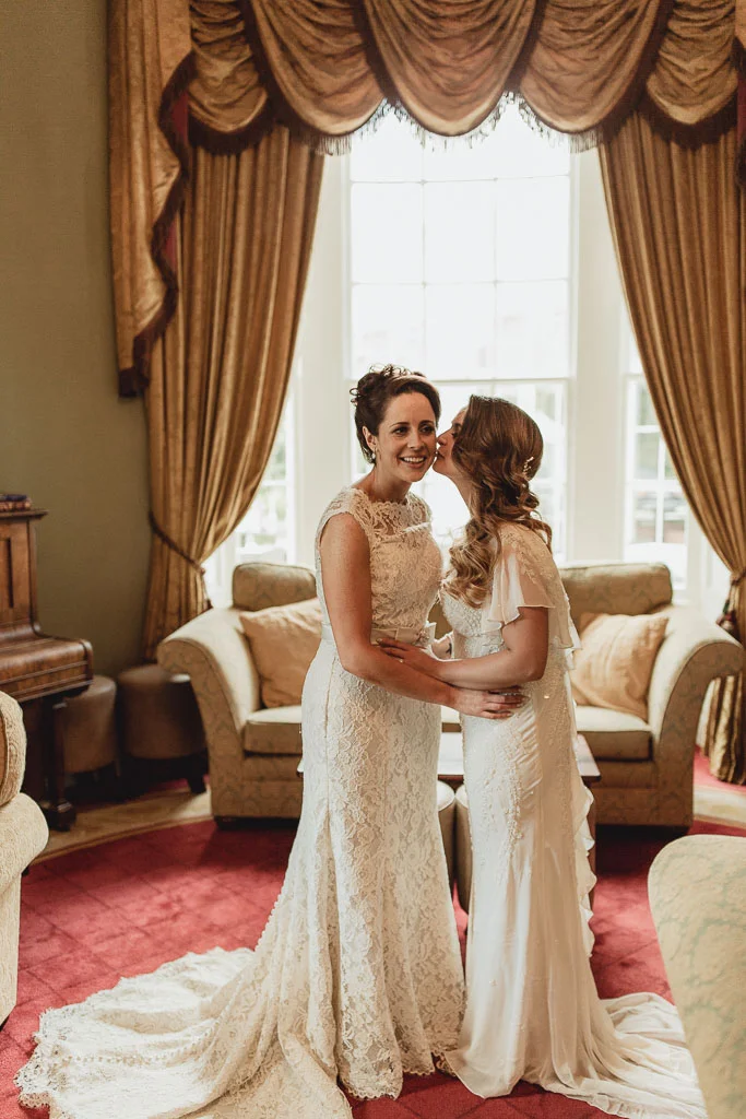 springfort hall hotel wedding, couple kissing