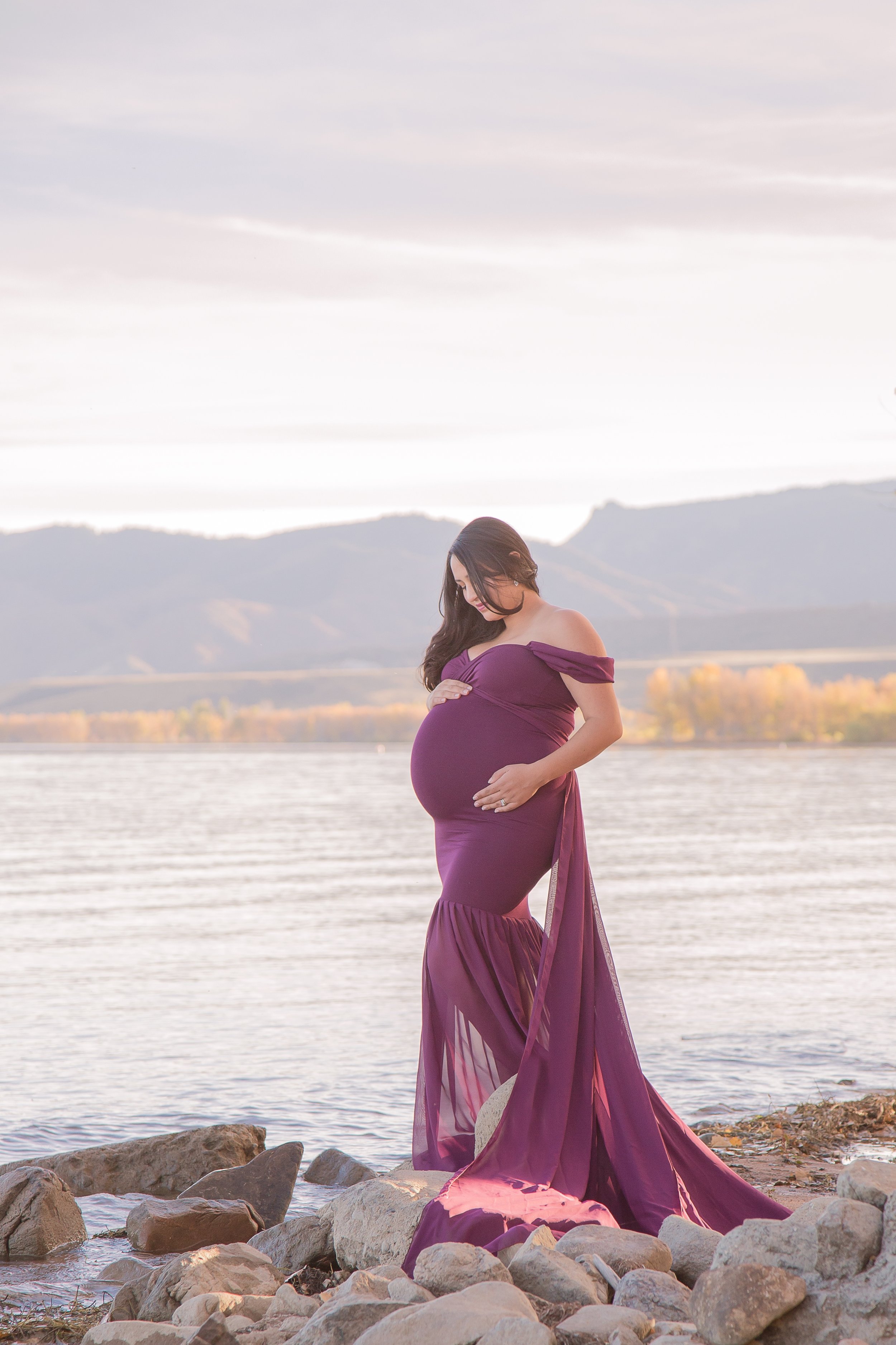 Beautiful maternity lakeside in gown.jpg