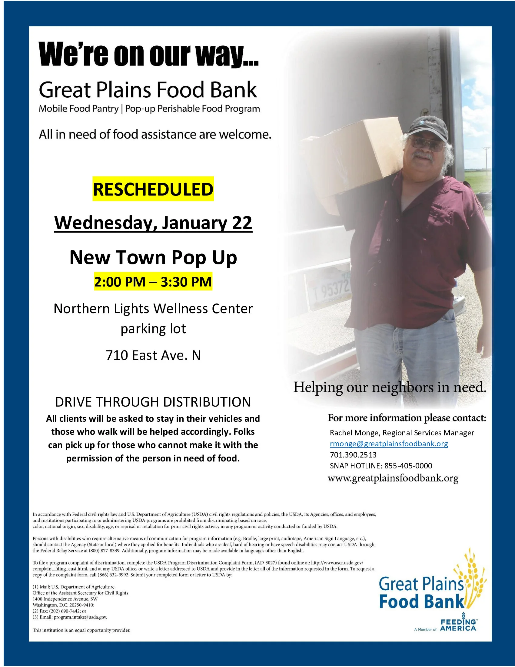 New Town Area Pop Up Perishable Food Distribution - RESCHEDULED