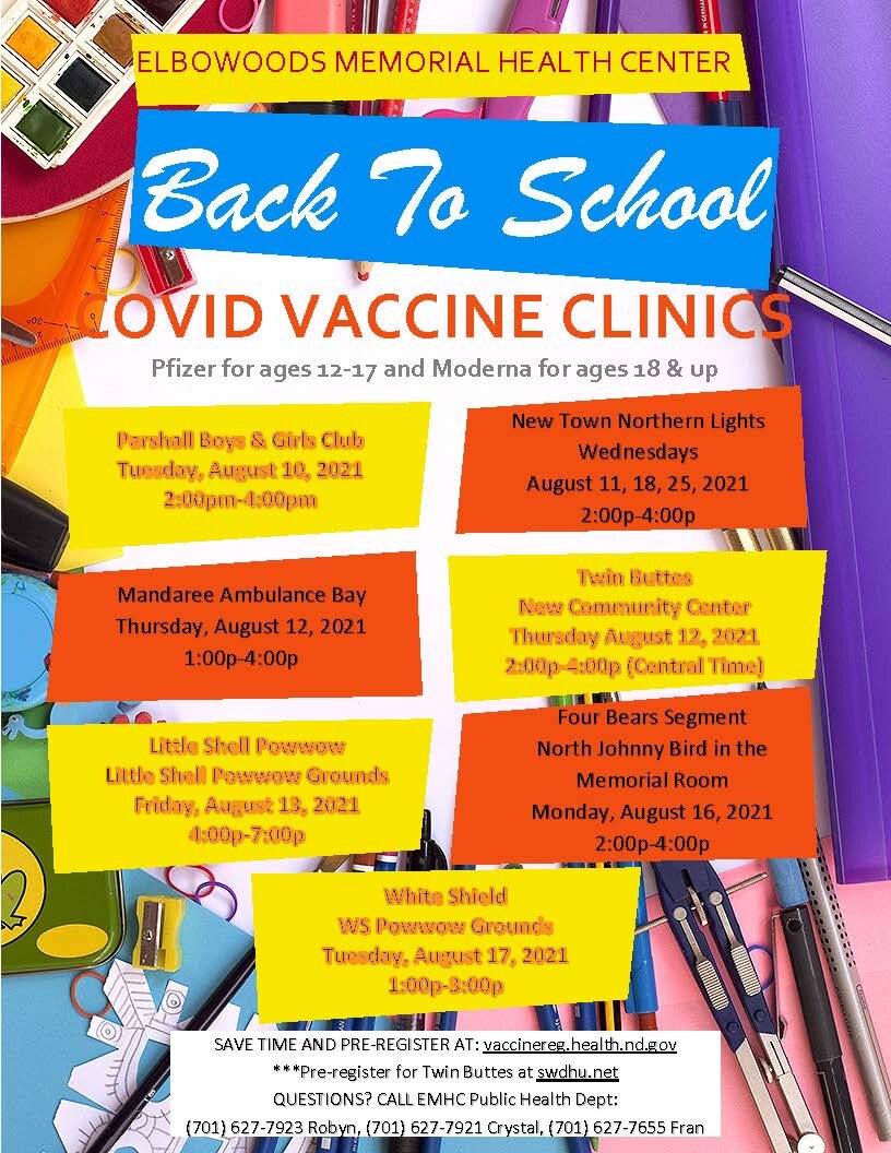 Emhc Back To School Covid Vaccine Clinic Little Shell Pow Wow Mha Nation