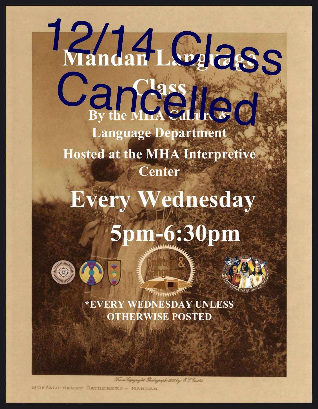 Mandan Language Class CANCELLED