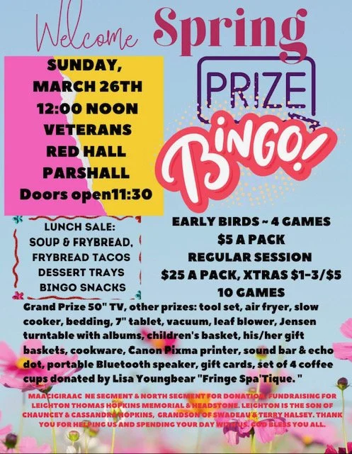 Parshall Spring Prize Bingo!
