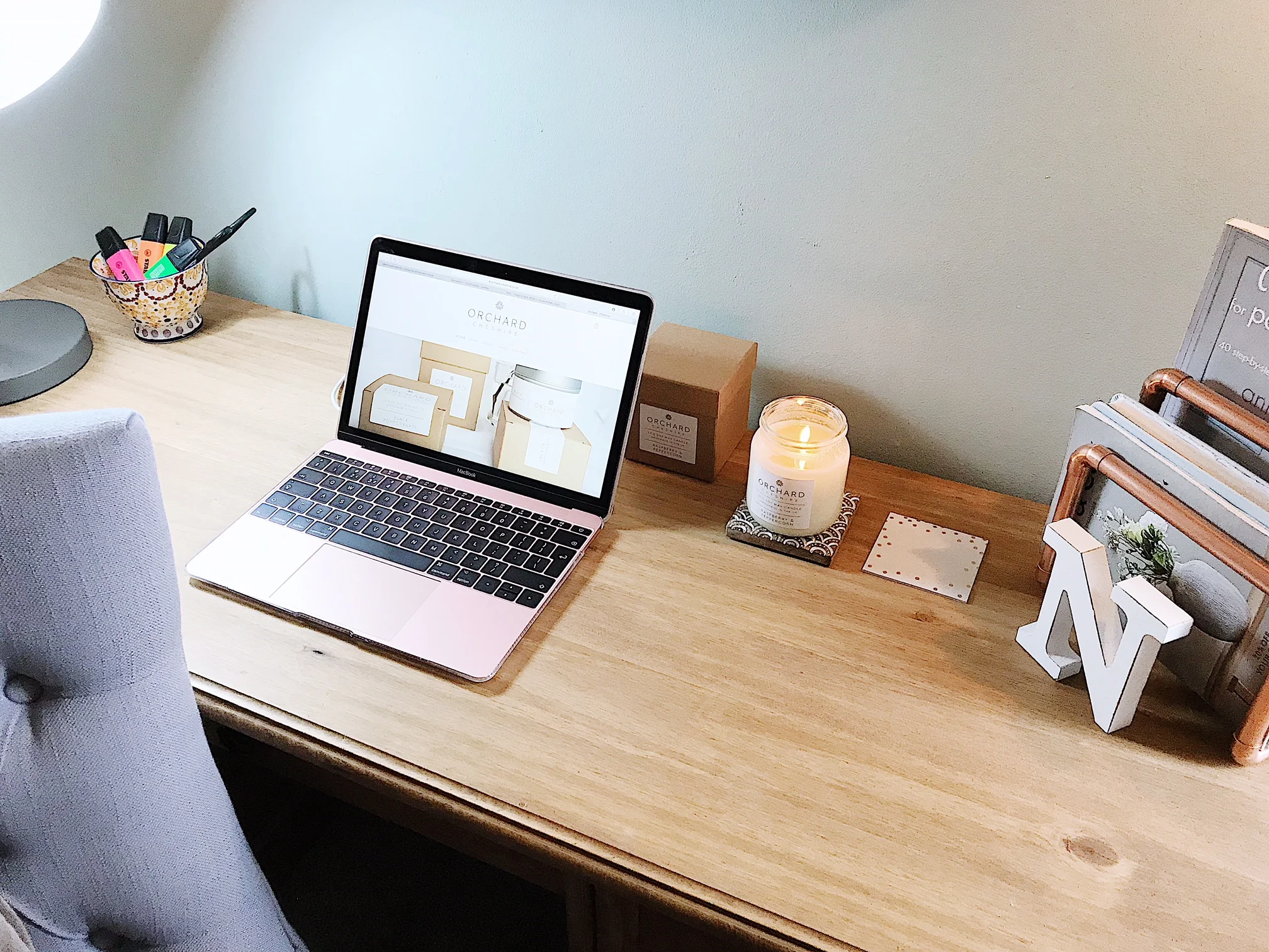My favourite Orchard - Cheshire candle* burning in the home office...
