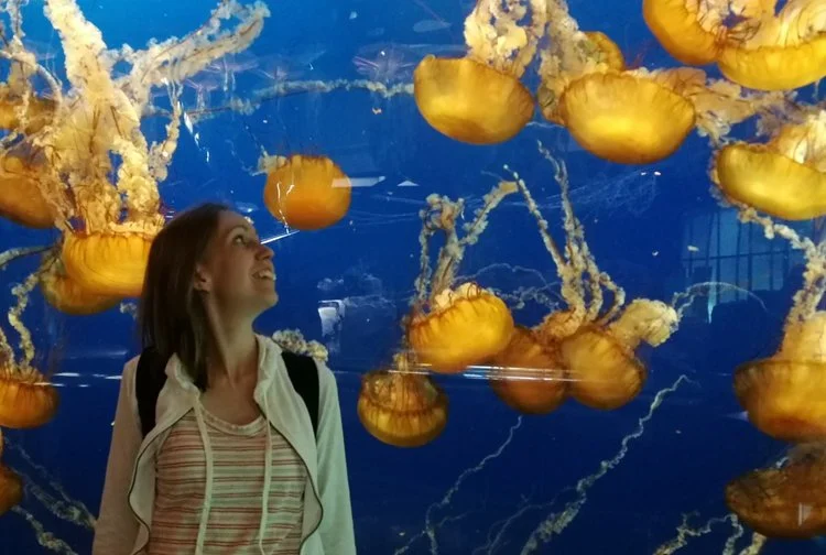 Kajsa verlor sich in einer Welt der Wunder (Vancouver Aquarium nach einer Konferenz für Neurowissenschaften, 2017).