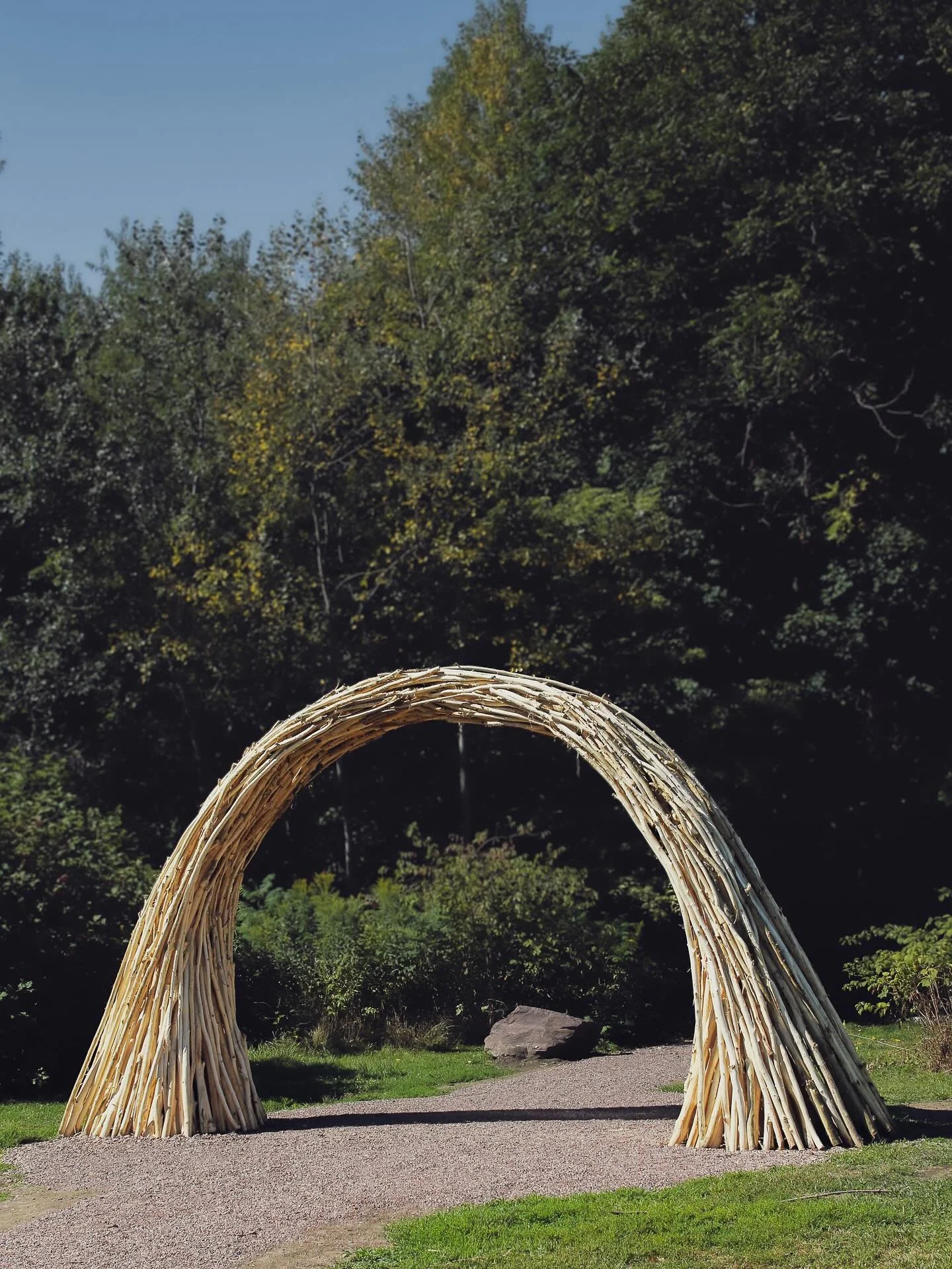 The memorial archway is complete. It has been one of the greatest honors of my career to bring this piece to life for the Voices of St. Joseph. Built from black locust harvested directly from the site, one of the strongest woods there is, it now stan