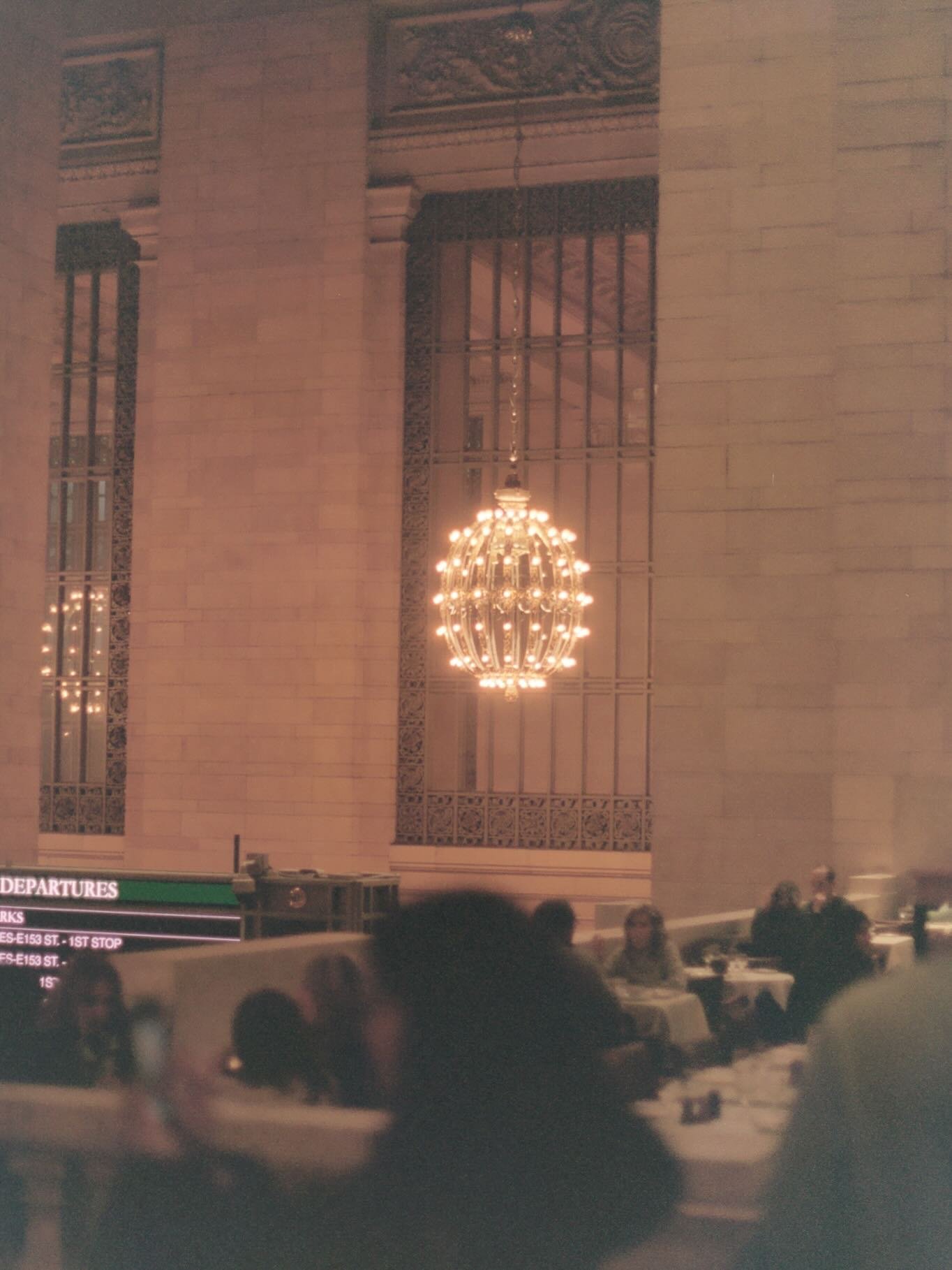 Lighting tour of NYC captured on film
 
1. Grand Central Station. Vanderbilt commissioned chandeliers with exposed bulbs. 
2. Lincoln Center facade. 
3. Seagrams Building in Midtown.
4. St. Patrick&rsquo;s Church interior. 
5. The famous sputnik chan