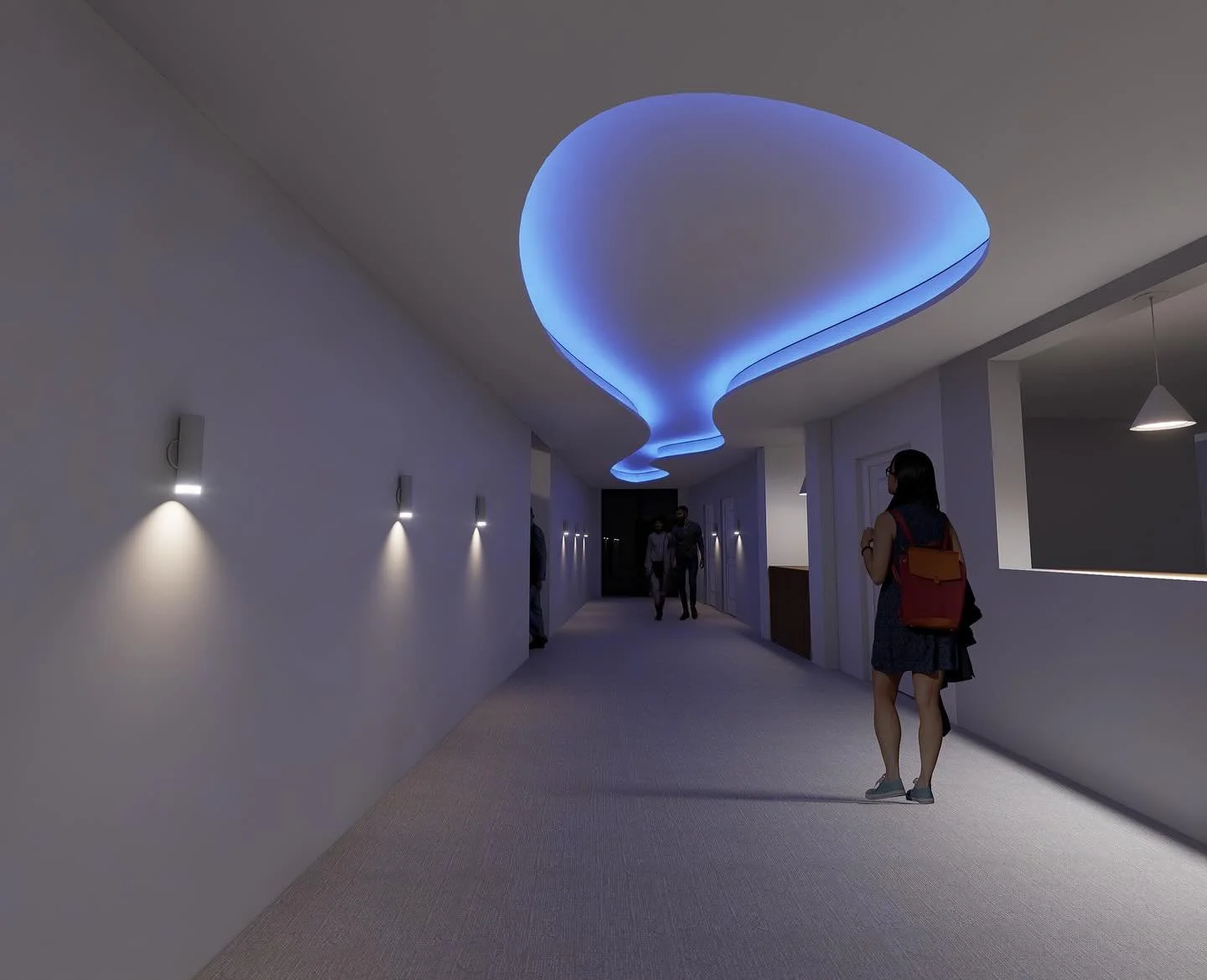 My thesis project for grad school finally done! This was a project for a dormitory in Washington State for graduate students studying Marine Biology. My concept was to create a place where people doing deeply important work could relax and feel inspi