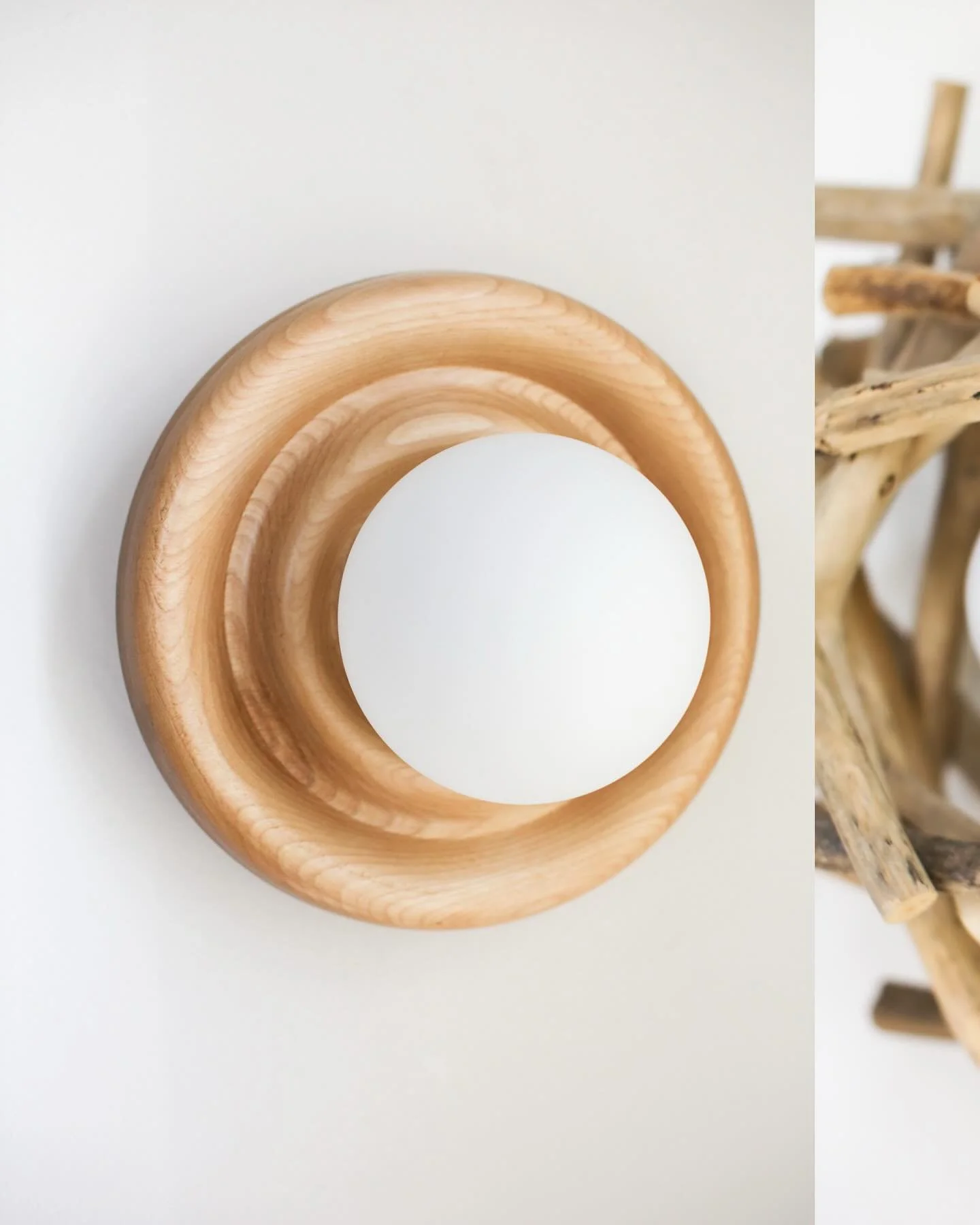 A few new surface mount pieces I&rsquo;ve been working on. Could be wall or ceiling mount. Mostly VT maple, with some driftwood in there. These five will be part of my update on Sunday! 🌊