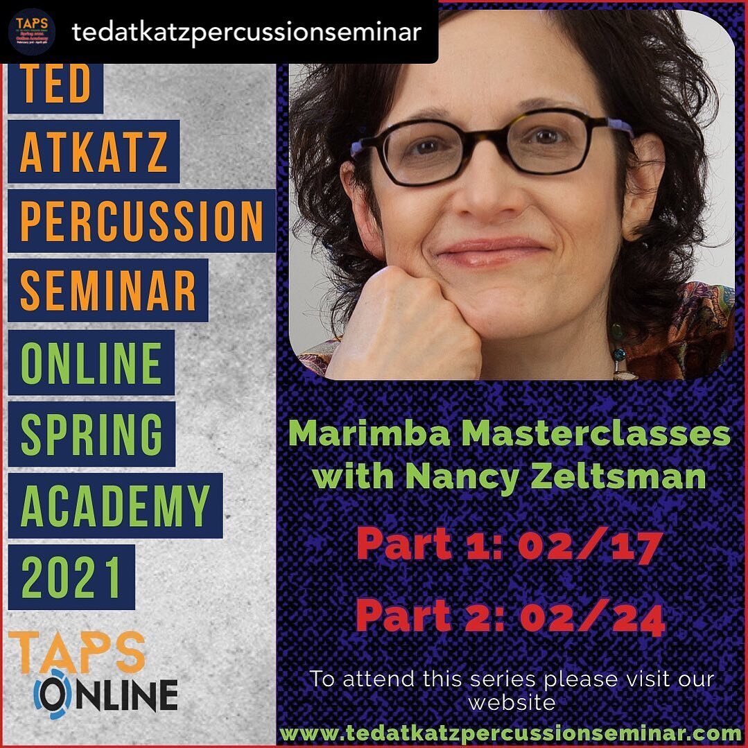 Here is a great opportunity to learn from Nancy Zeltsman in a two part masterclass. Check out @tedatkatzpercussionseminar for more info. 
.
.

Posted @withregram &bull; @tedatkatzpercussionseminar Meet your instructor! Nancy Zeltsman will be giving a