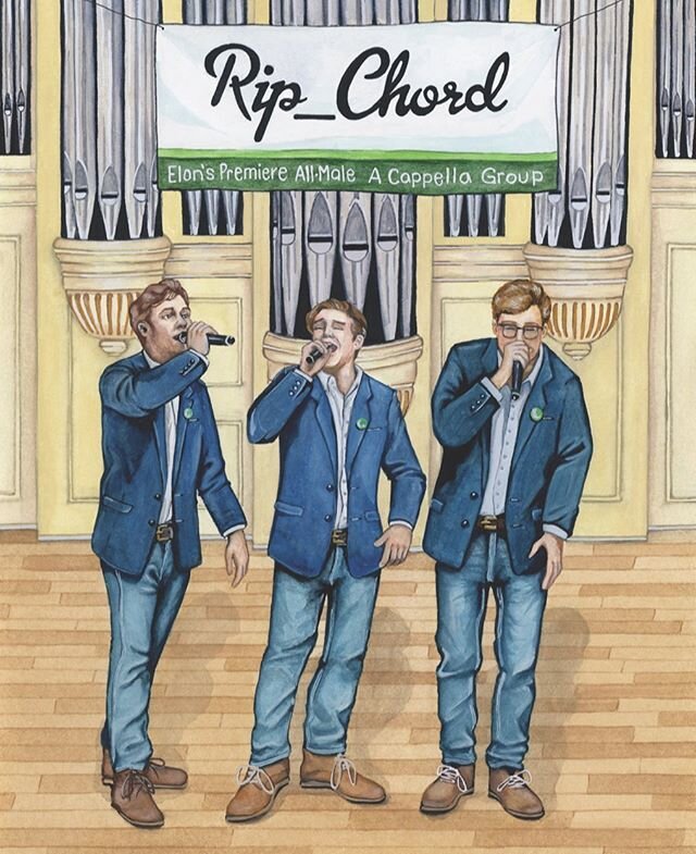 It was a total honor to paint the Rip_Chord senior gift this year - celebrating @elonuniversity&rsquo;s premier all male a capella group.
My husband Ryan and I are the biggest fans of @rip_chord (gotta support my brother-in-law &amp; president,@mattf