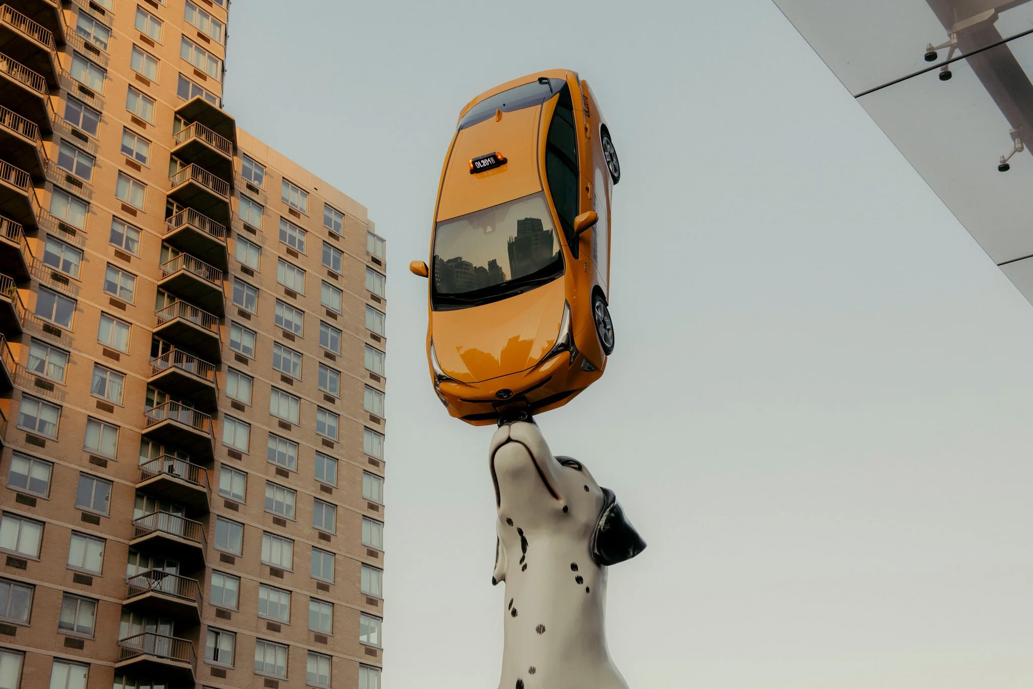Donald Lipski’s “Spot,” at the Hassenfeld Children’s Hospital at NYU Langone, features a 24-foot-tall Dalmatian balancing a taxi (yes, that's a real New York City cab) on its nose. Photo Credit George Etheredge for The New York Times