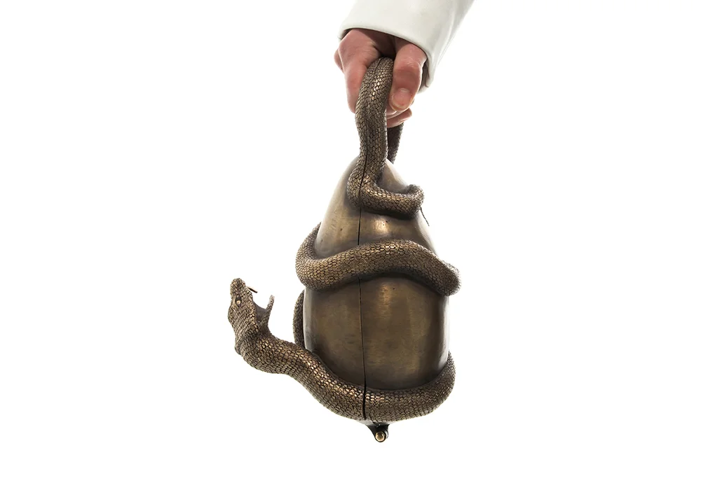 Leah Aripotch, Snake Bag, 2013. Bronze. Photo by Bob Toy.