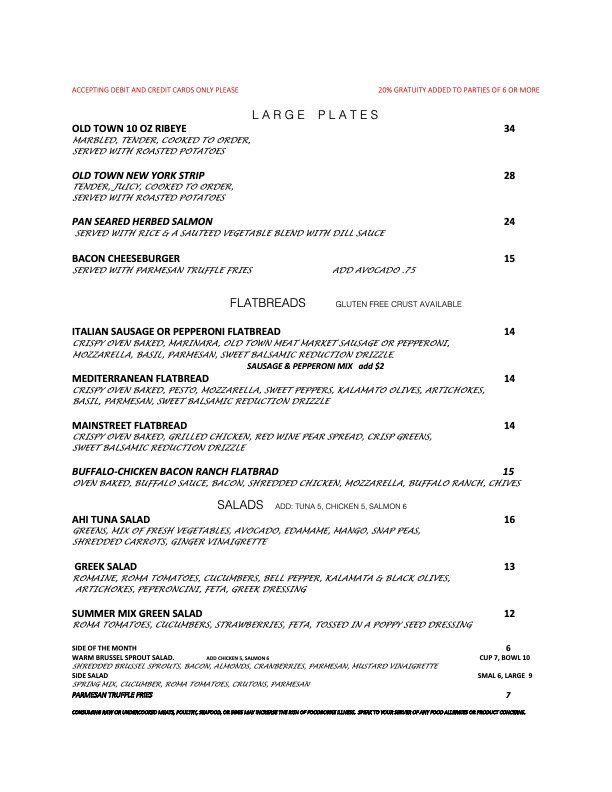 Menu — Old Town Wine House