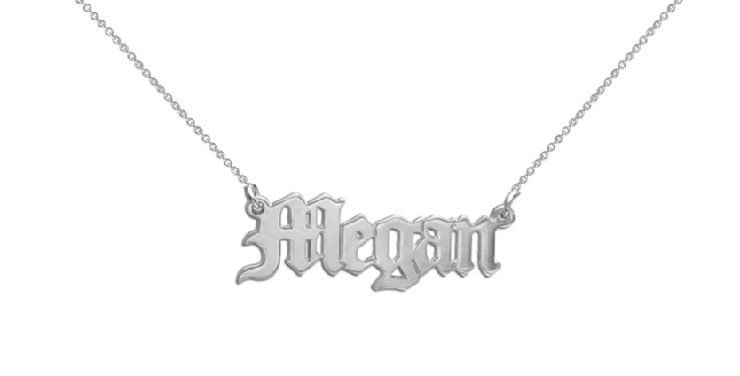 The Gothic Nameplate Necklace $145