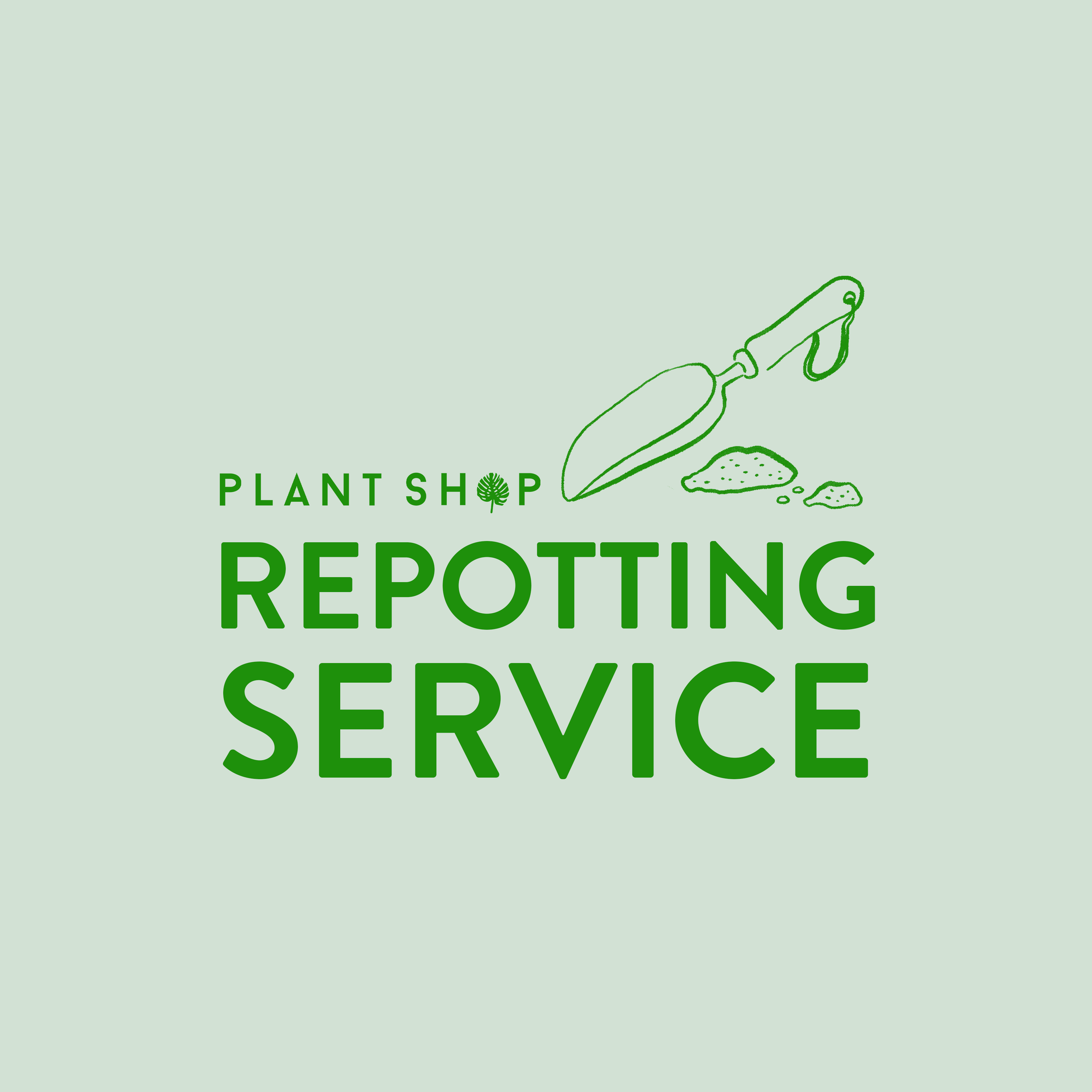 Logo for Plant Shop Reporting Service featuring a gardening trowel, soil, and seeds, with the text 'Plant Shop Reporting Service' in green.