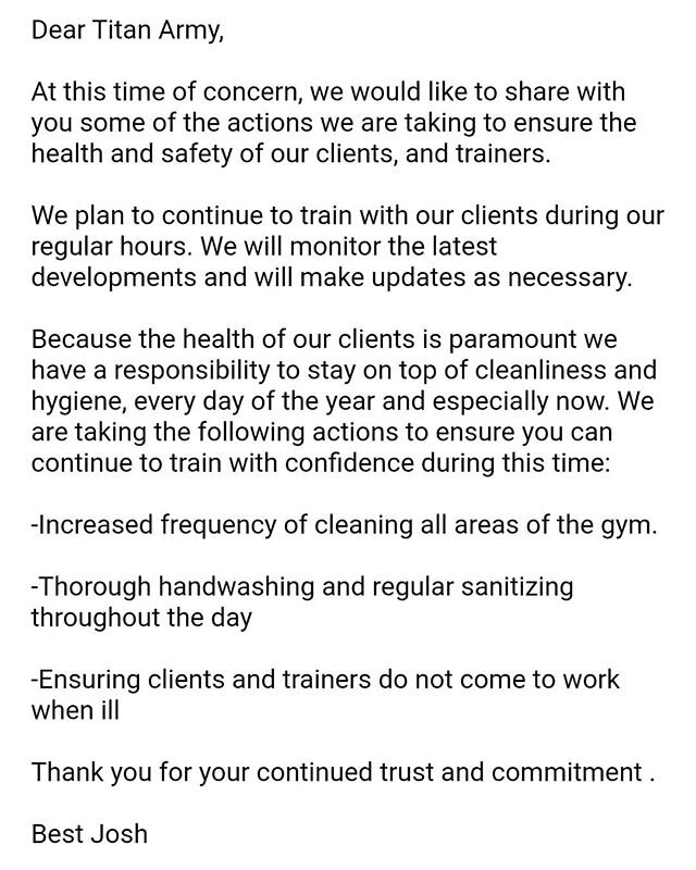HEALTH AND SAFETY UPDATE!