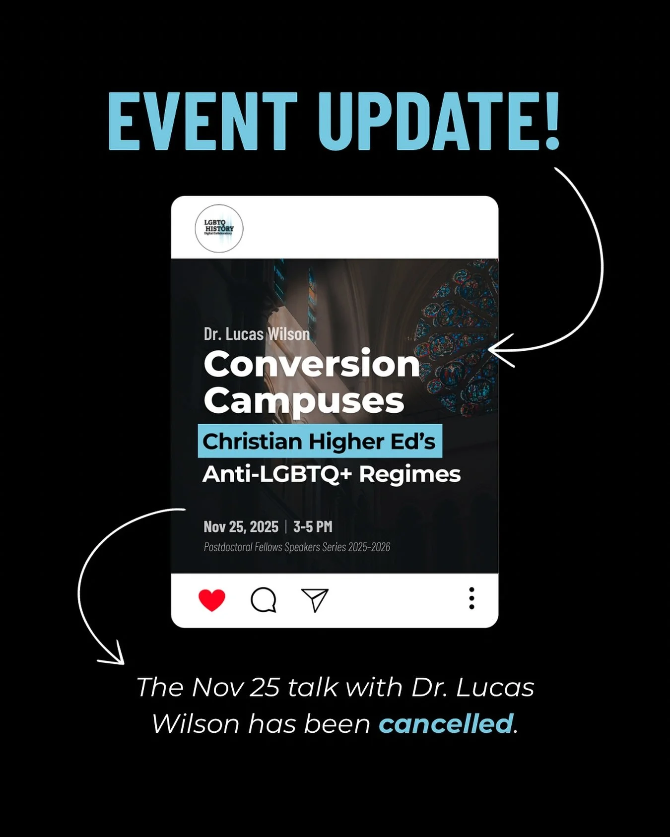 😢Event Cancelled

A quick update: the Nov 25 talk with Dr. Lucas Wilson (@lukeslamdunkwilson) has been cancelled. We appreciate your understanding and hope to host Dr. Wilson at a future date. 💛