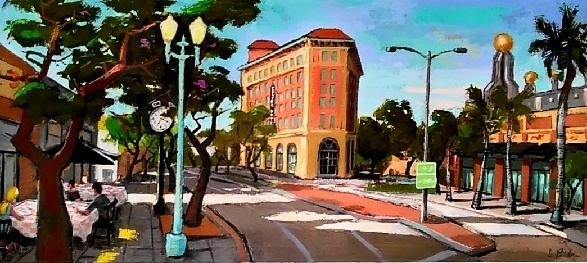Downtown Culver City 55x24 acrylic on canvas