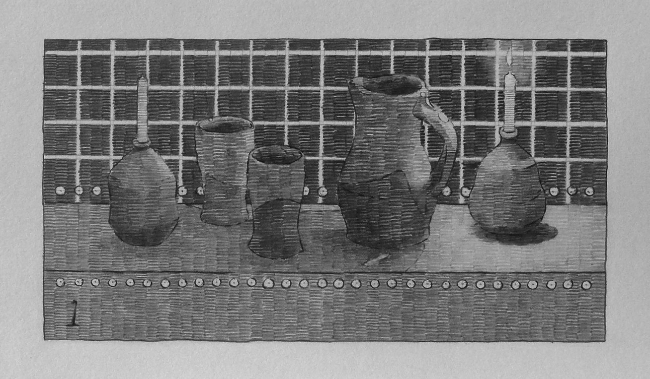 Max Adams Sequence 3., Looped, (2017) HB-6B Graphite Five Drawings at 8x4.25 in.