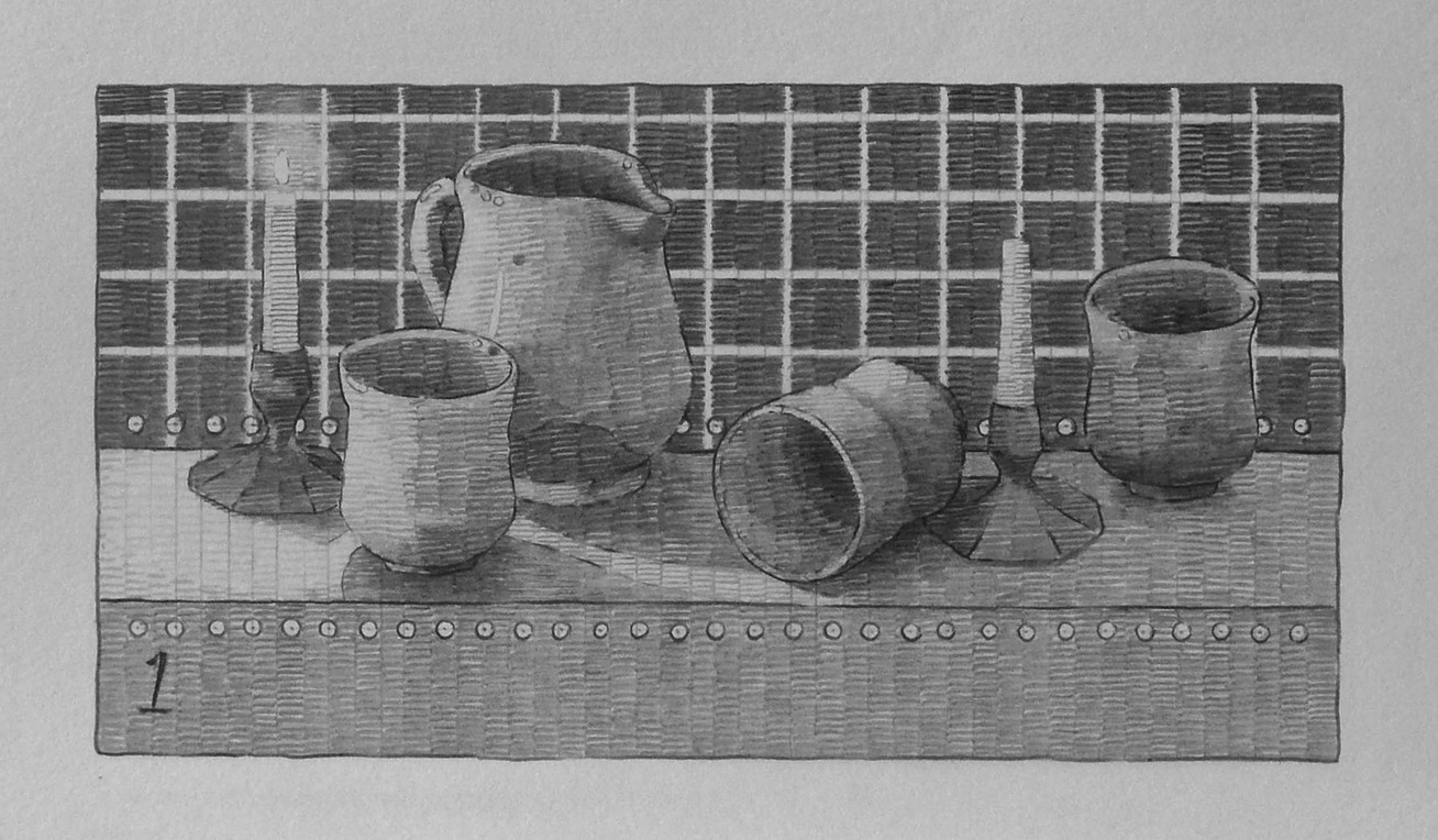 Max Adams Sequence 4., Looped, (2017) HB-6B Graphite Five Drawings at 8x4.25 in.