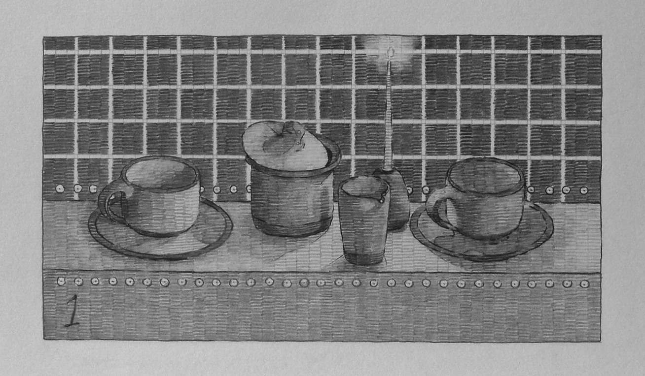 Max Adams Sequence 5., Looped, (2017) HB-6B Graphite Four Drawings at 8x4.25 in.