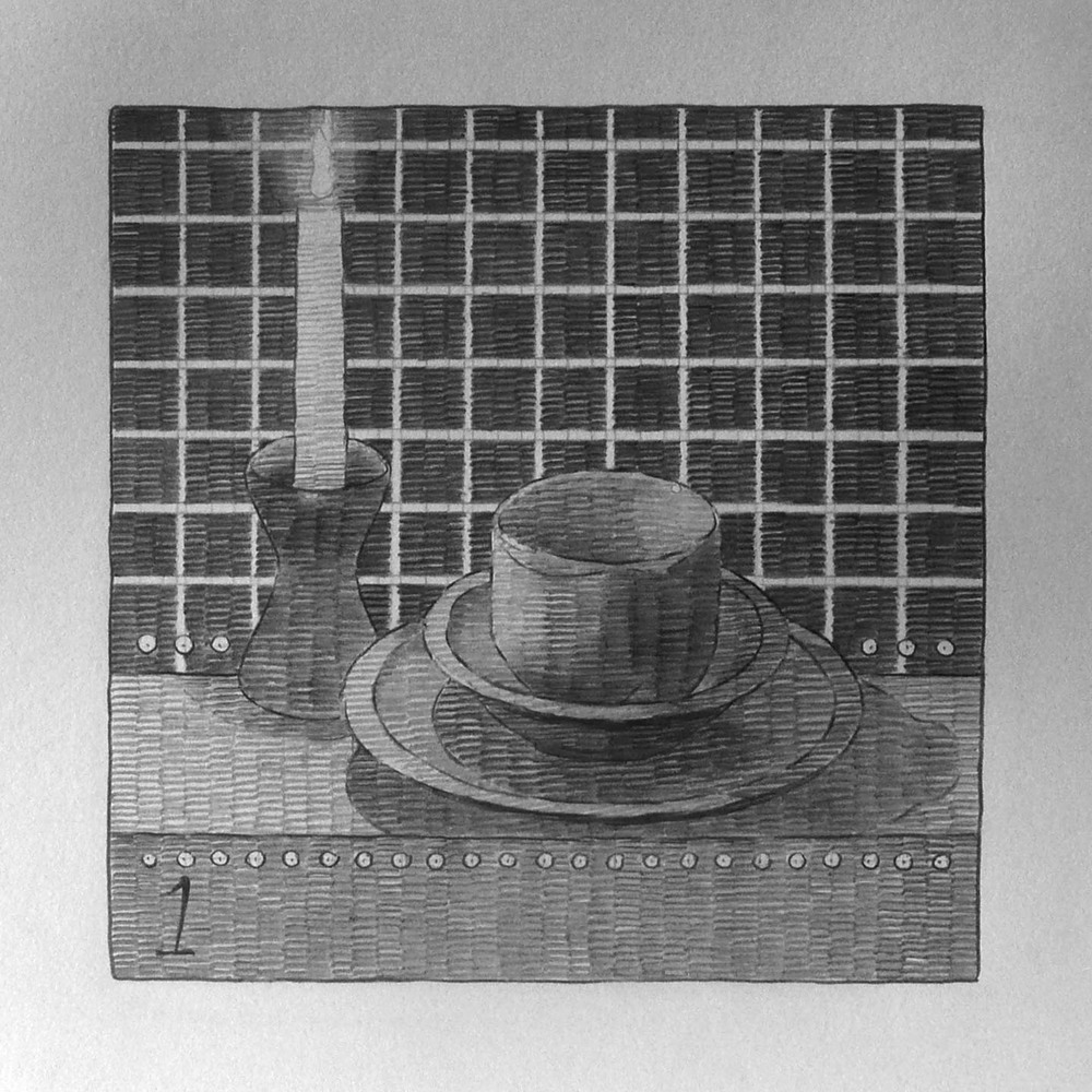 Max Adams Sequence 7., Looped, (2017) HB-6B Graphite Four Drawings at 6x6 in.