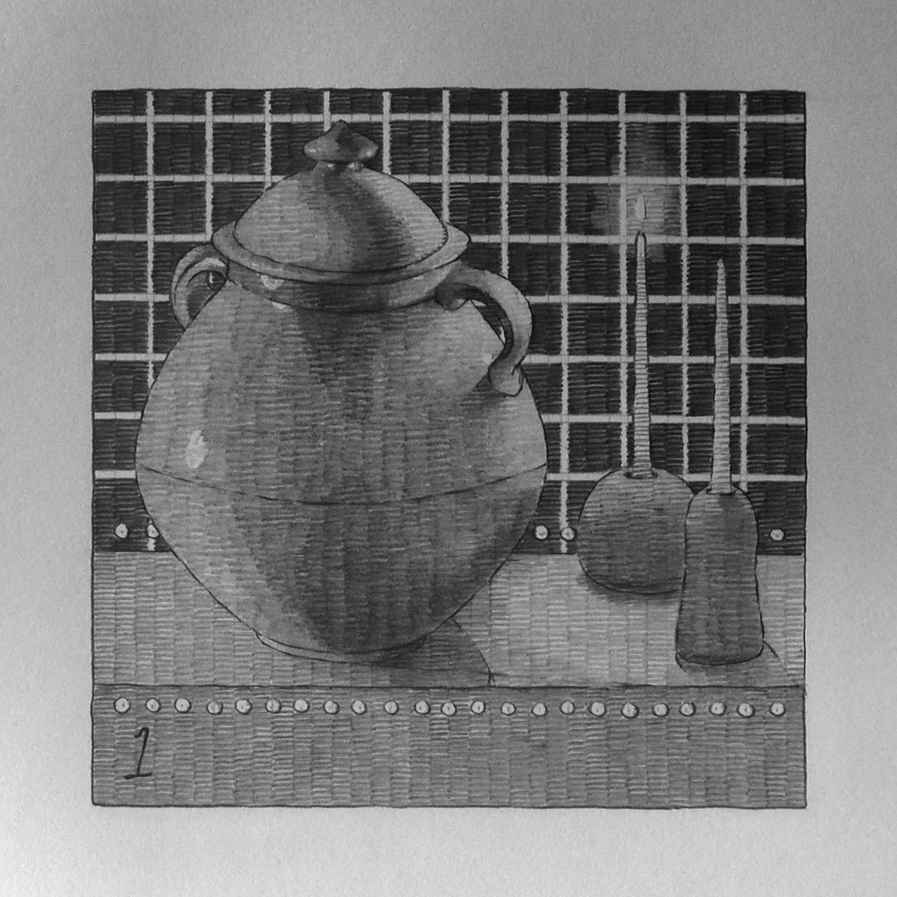 Max Adams Sequence 8., Looped, (2017) HB-6B Graphite Five Drawings at 6x6 in.