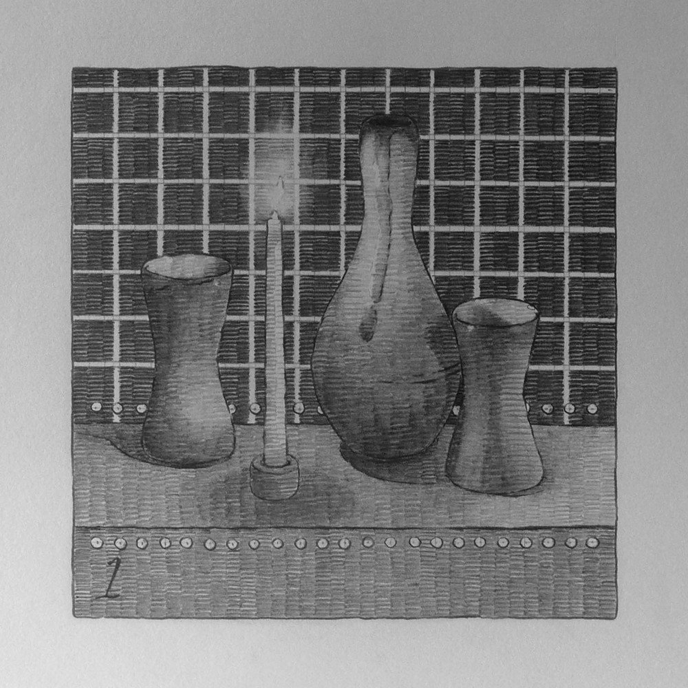 Max Adams Sequence 9., Looped, (2017) HB-6B Graphite Four Drawings at 6x6 in.