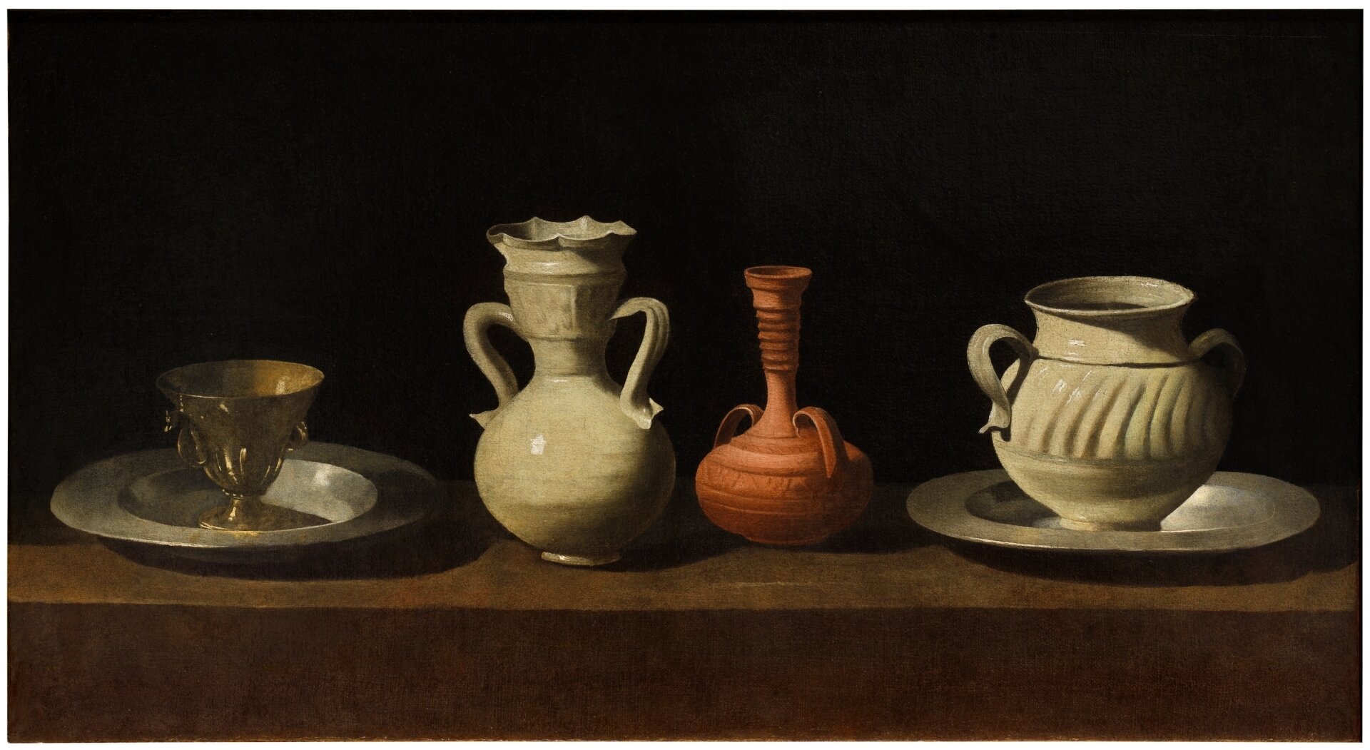  Francisco de Zurbarán  Still life with Vessels  (1650) Oil on Canvas 18 x 33 in. 