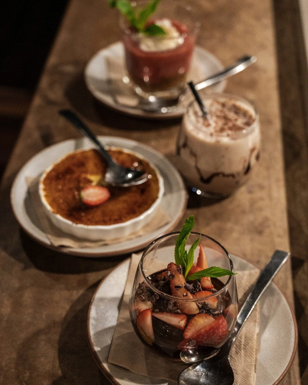 Dessert heaven is real, and it looks like this!

From the crack of a Vanilla Bean Cr&egrave;me Br&ucirc;l&eacute;e, to the silky Iced Avocado Chocolate Mousse, to a fresh pop of Strawberry Gazpacho &amp; Rhubarb&hellip; and it all pairs perfectly wit