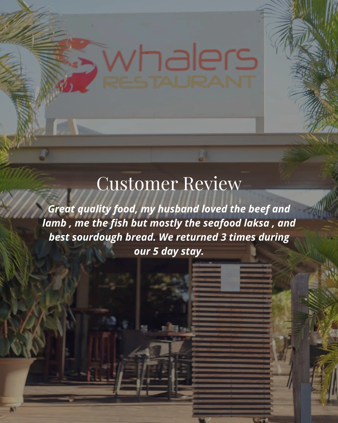 We love hearing from our guests!

Some guests loved it so much they came back three times in five days! 

Thank you to our amazing community for the kind words and support,  you&rsquo;re what makes Whalers special.