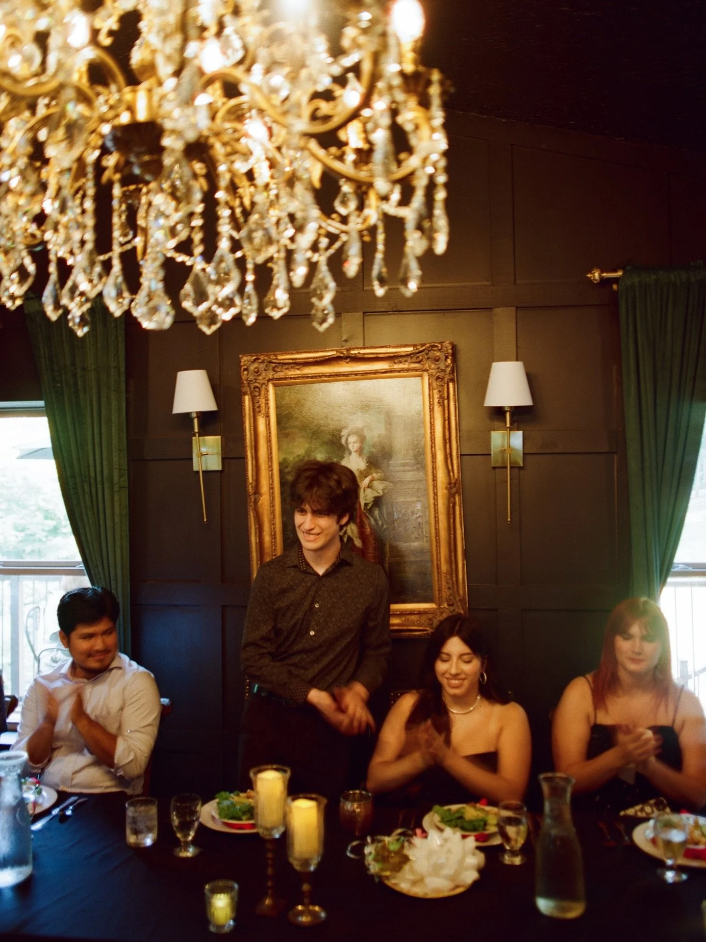 I haven&rsquo;t stopped thinking about this image the past few days. A real moment during the rehearsal dinner that is so reminiscent of a renaissance painting. The lighting, the mood, the texture, the details, the movement of the hands clapping&mdas